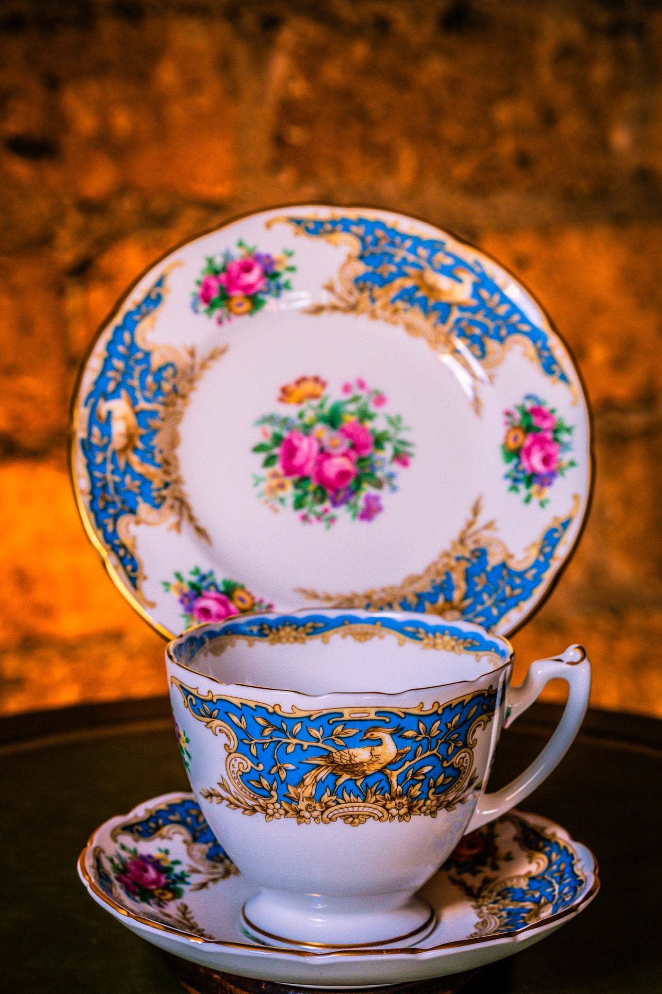 Coalport Montrose Blue Tea Set Including 4 Cups and Saucers with 4 Matching Plates