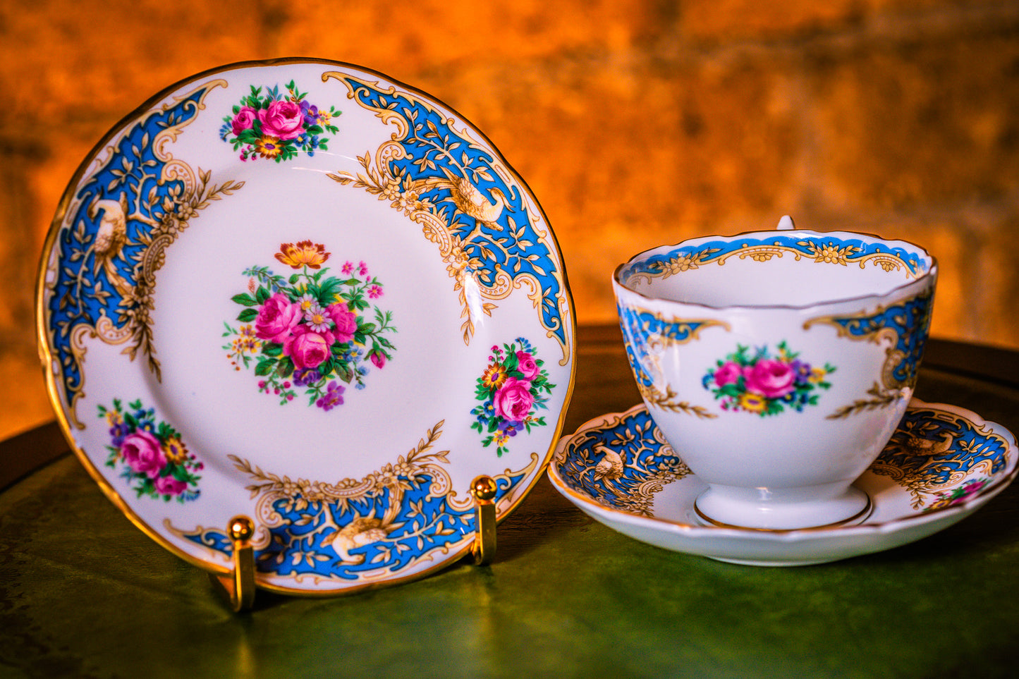 Coalport Montrose Blue Tea Set Including 4 Cups and Saucers with 4 Matching Plates