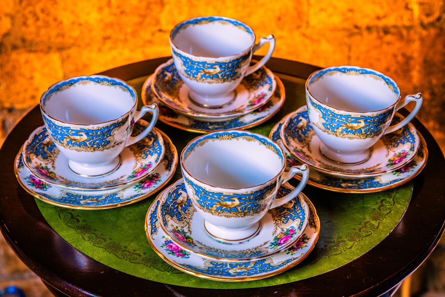 Coalport Montrose Blue Tea Set Including 4 Cups and Saucers with 4 Matching Plates