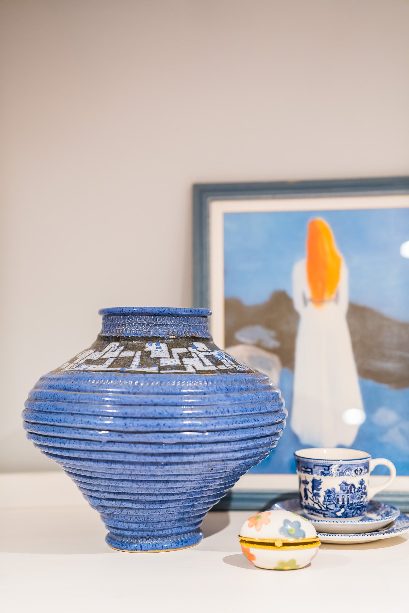 1970's Troika Style Pottery Vase signed P.Jones, 26cm high