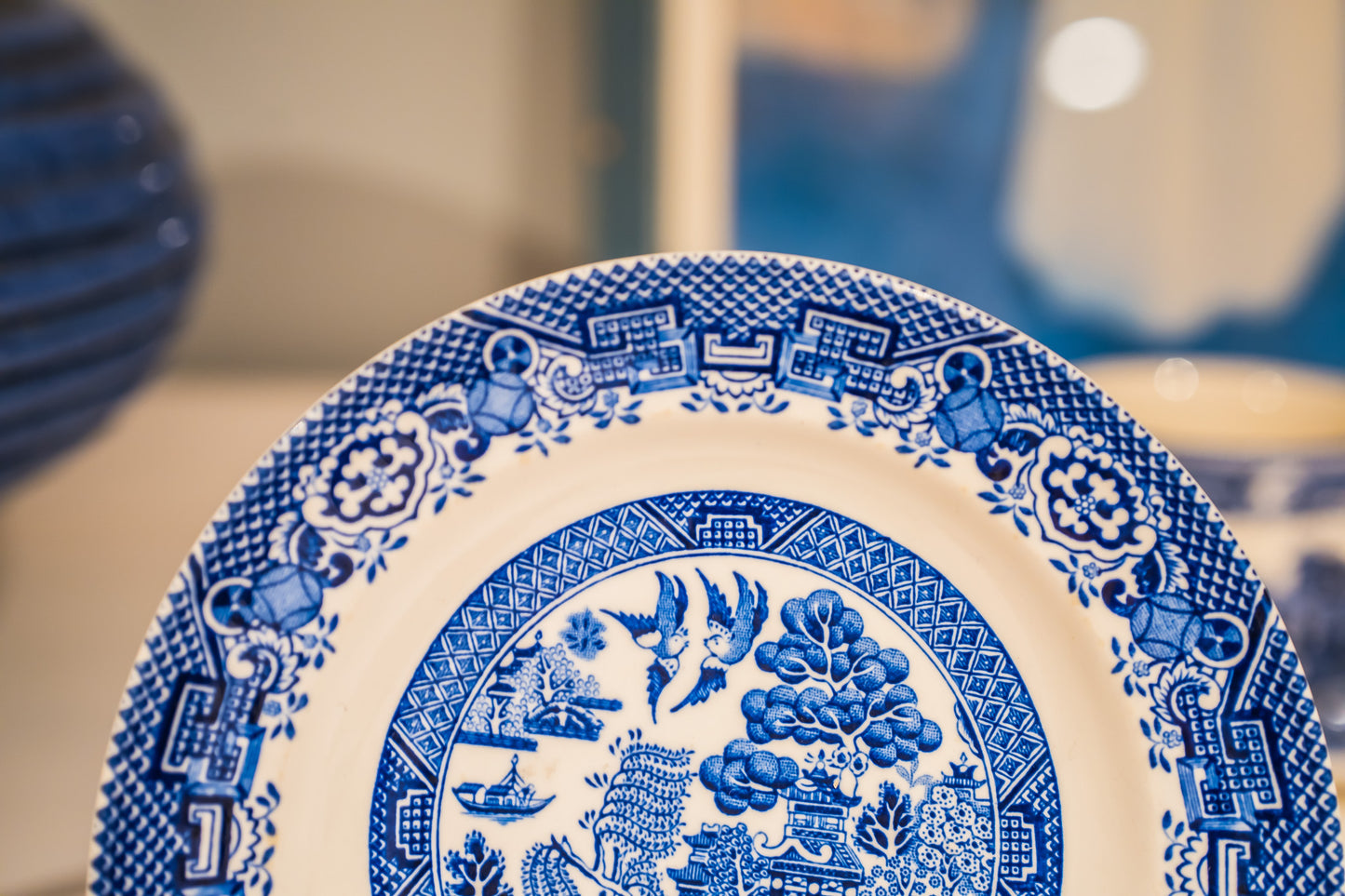 Arklow Willow Blue Tea Cup with English Ironstone Old Willow Saucer and Wood&Sons Willow Plate