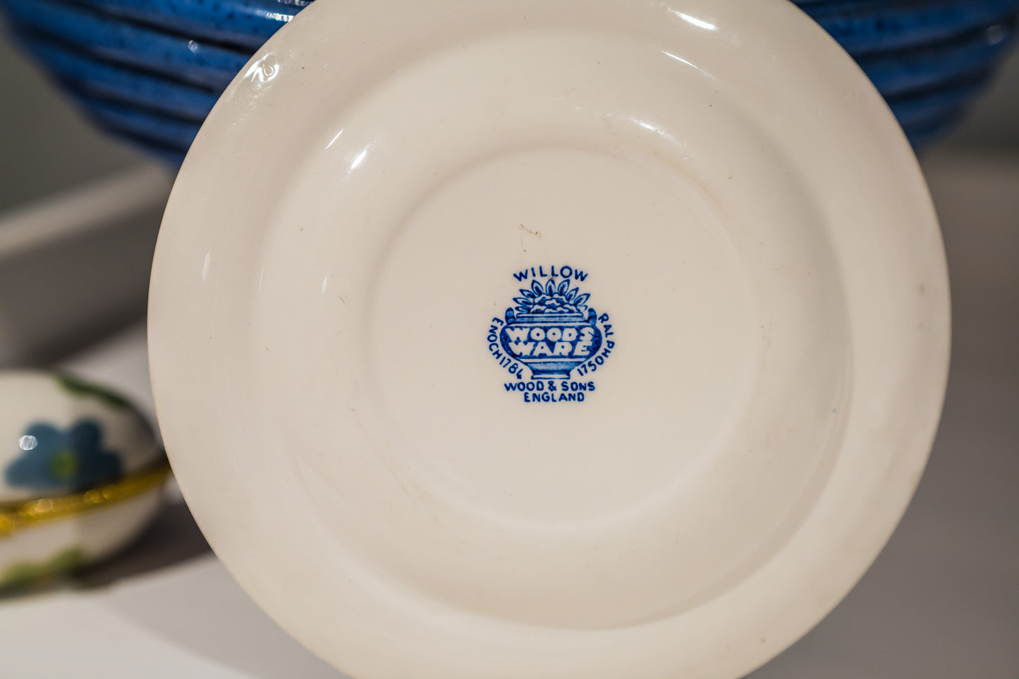Arklow Willow Blue Tea Cup with English Ironstone Old Willow Saucer and Wood&Sons Willow Plate