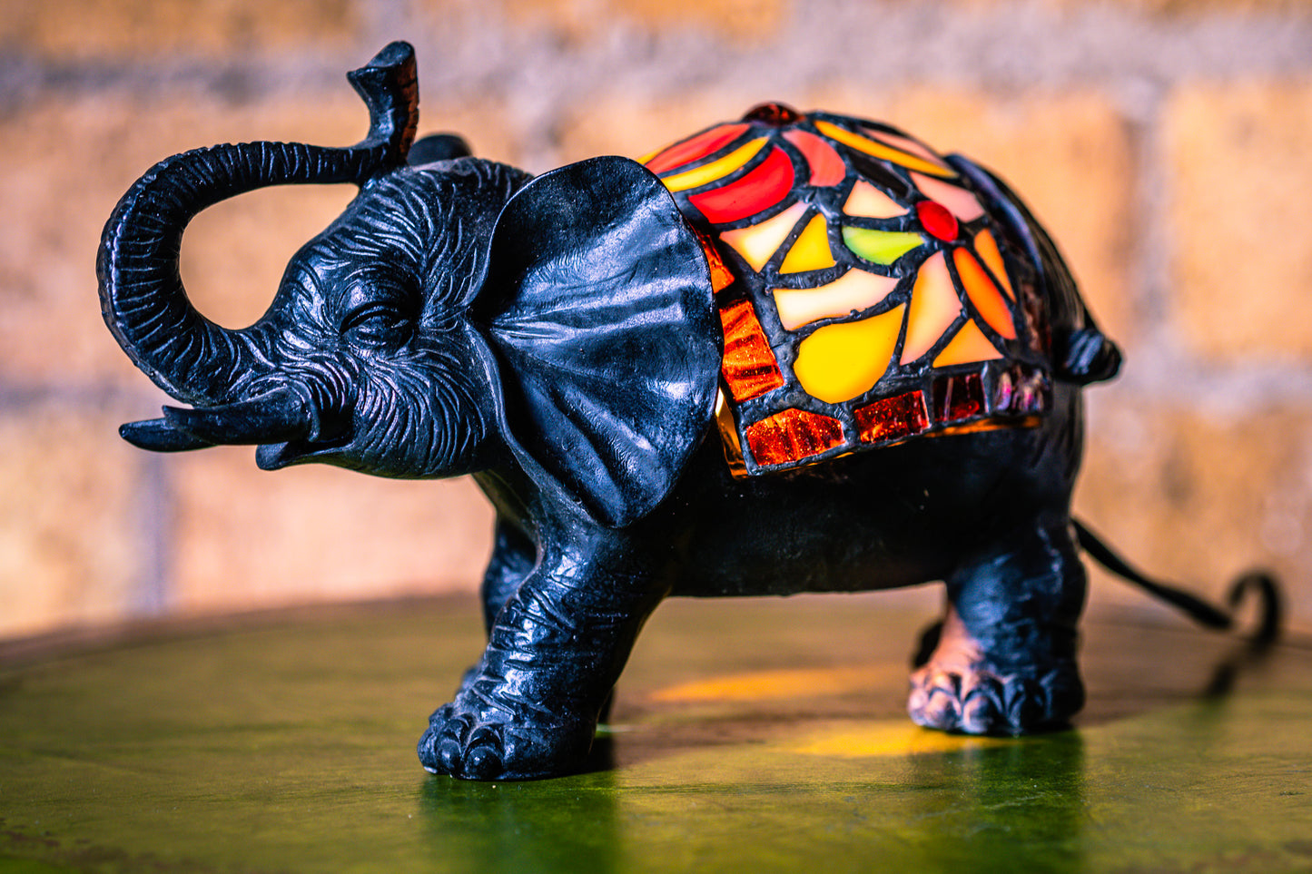 Reserved for Susanne: Elephant Tiffany Style Stained Glass Lamp