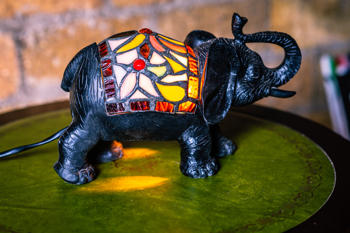 Reserved for Susanne: Elephant Tiffany Style Stained Glass Lamp