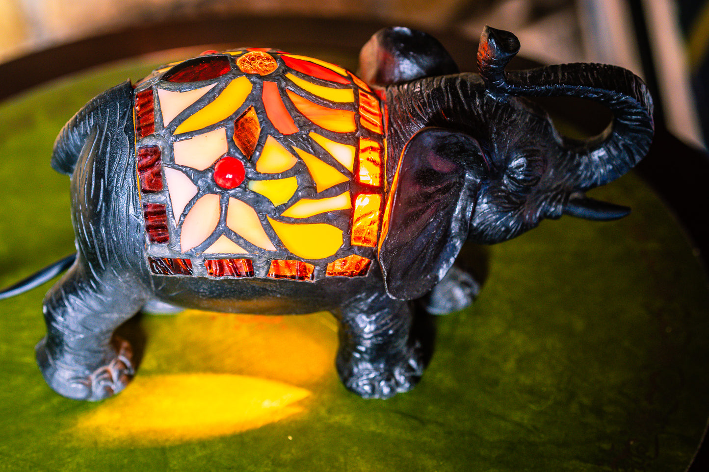 Reserved for Susanne: Elephant Tiffany Style Stained Glass Lamp