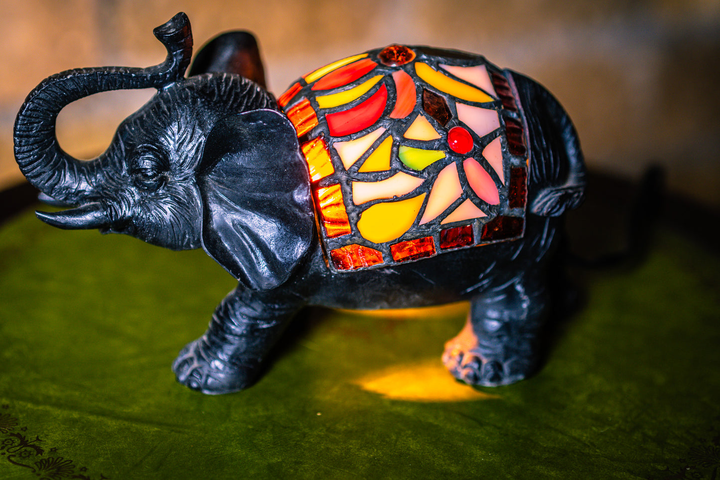 Reserved for Susanne: Elephant Tiffany Style Stained Glass Lamp