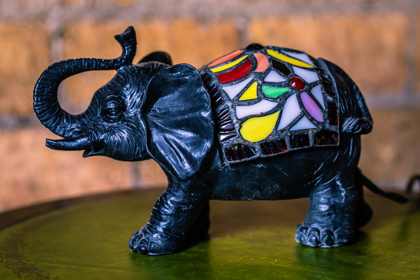 Reserved for Susanne: Elephant Tiffany Style Stained Glass Lamp