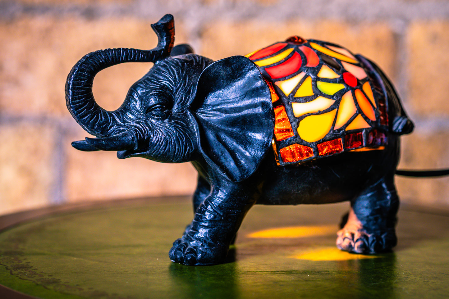 Reserved for Susanne: Elephant Tiffany Style Stained Glass Lamp