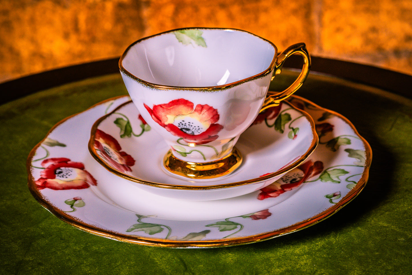 Royal Albert - 100 Years 1970s Poppy, Tea Trio (Cup, Saucer & Plate Set)