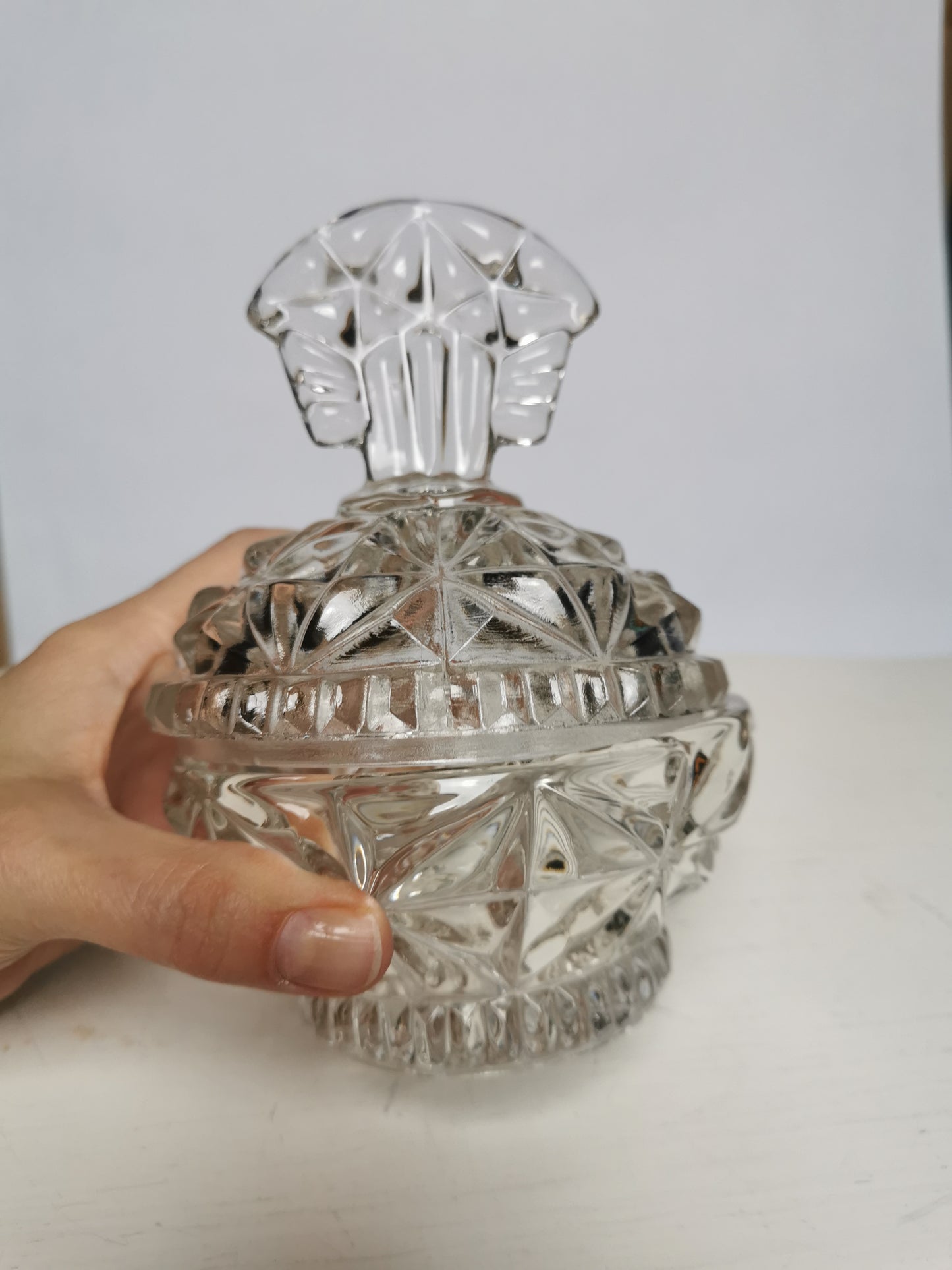 Vintage Art Deco Pressed Glass Vanity Dressing Table Set