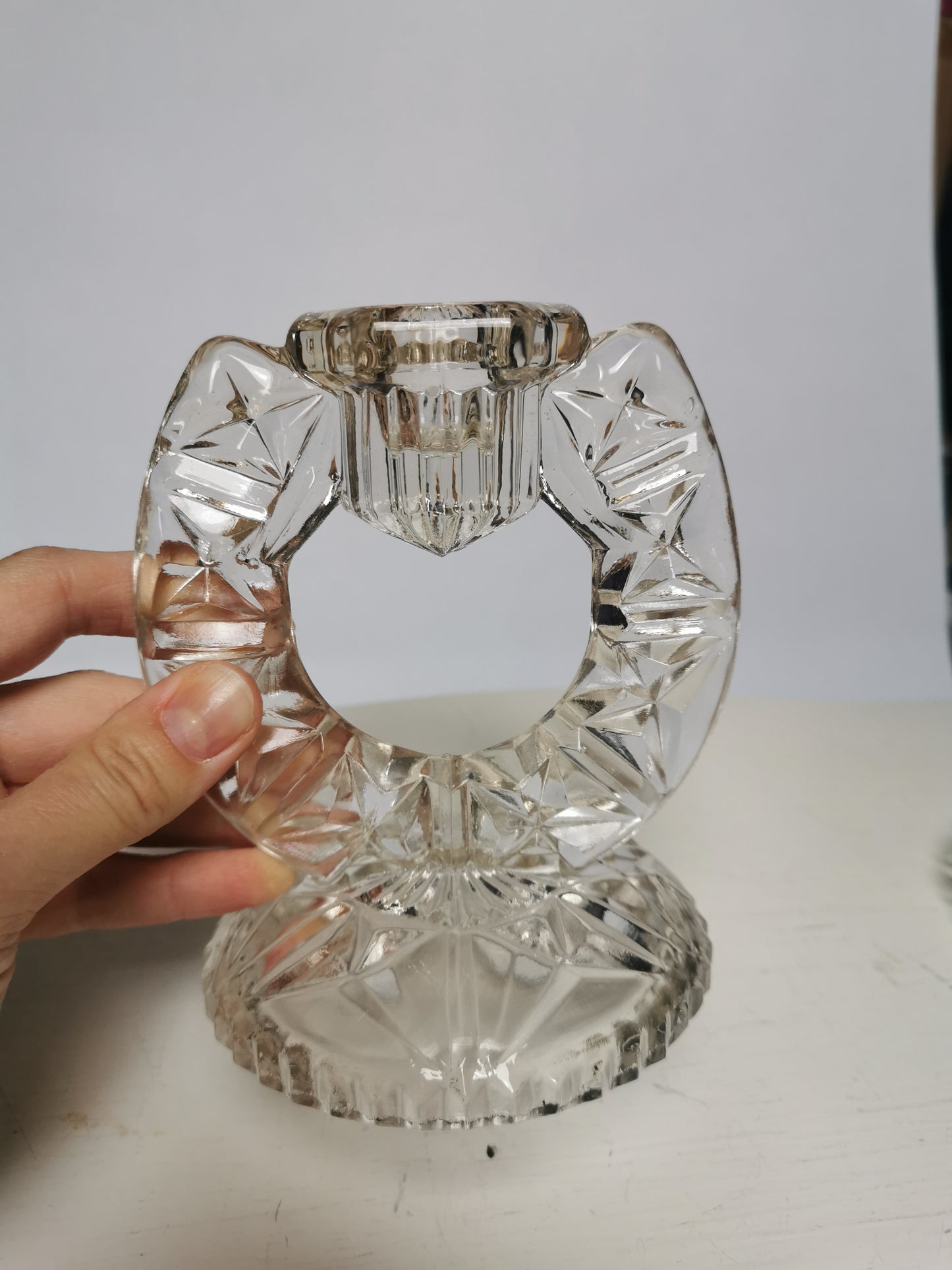 Vintage Art Deco Pressed Glass Vanity Dressing Table Set