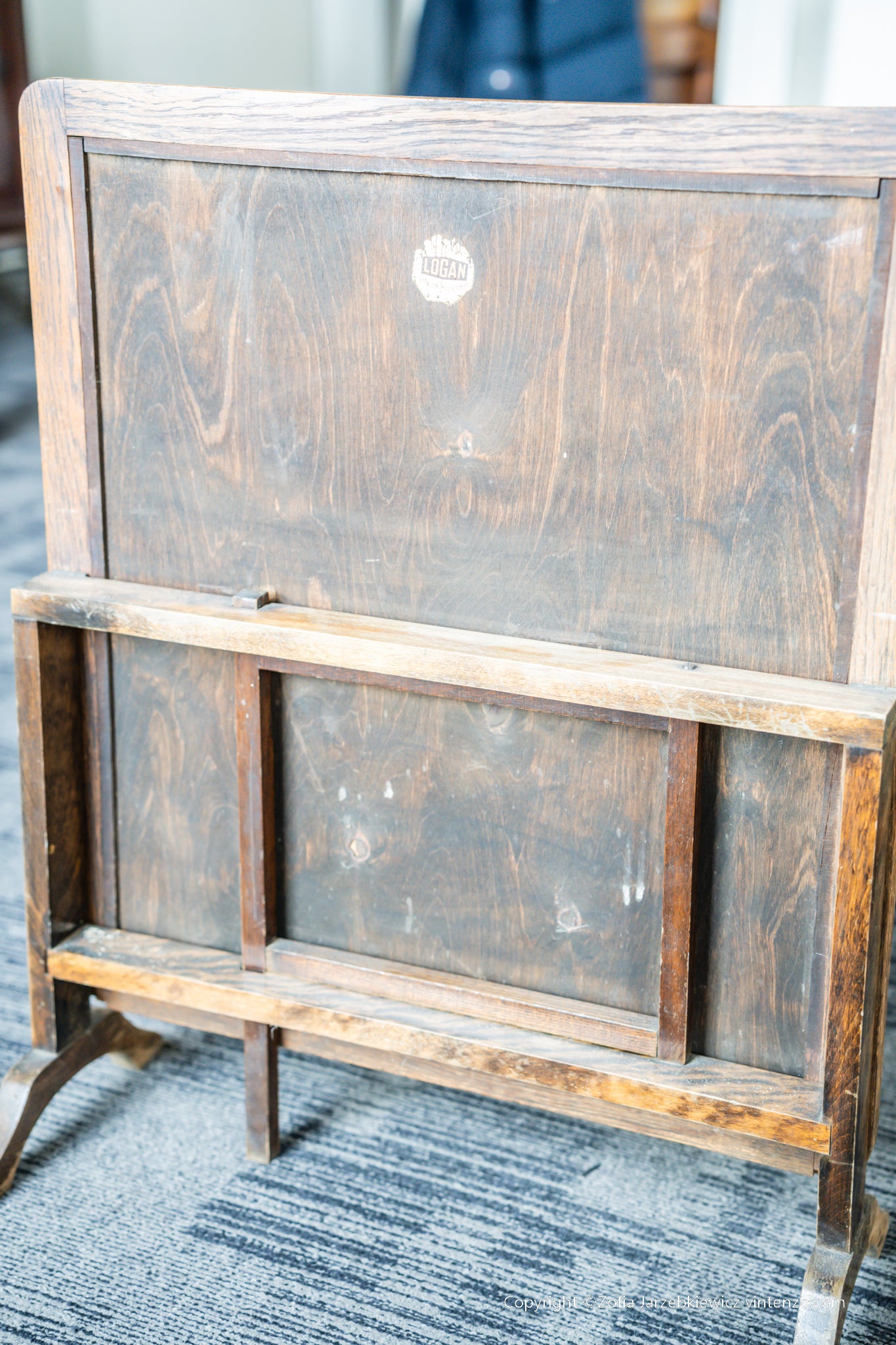 Vintage Embroidered Fire Screen with Wooden Pop Up Table