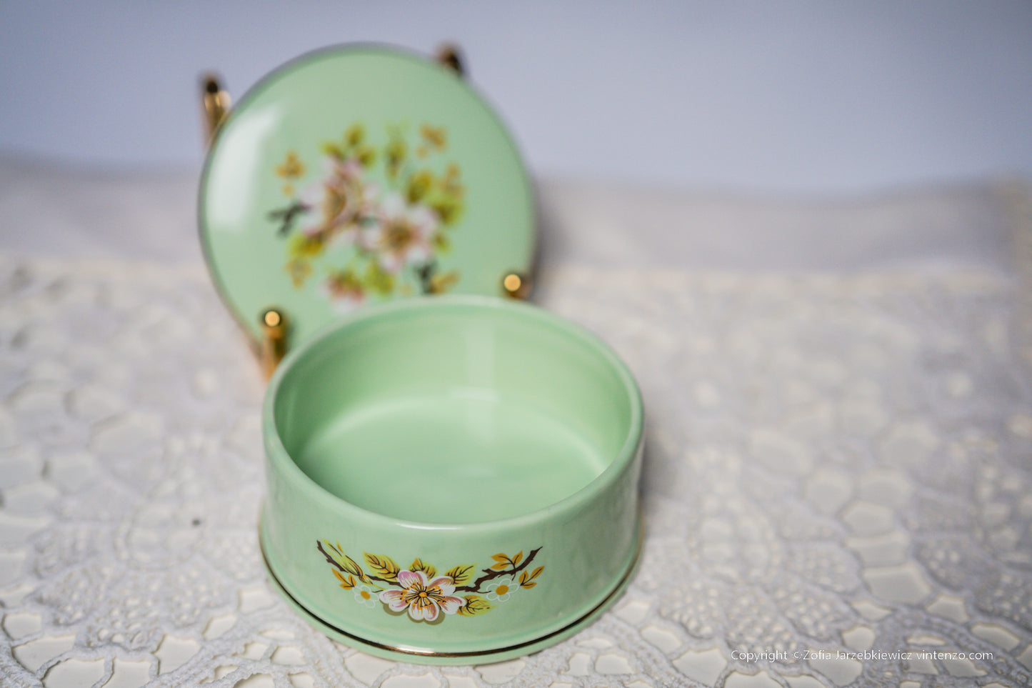 Sadler Green Floral Trinket Box