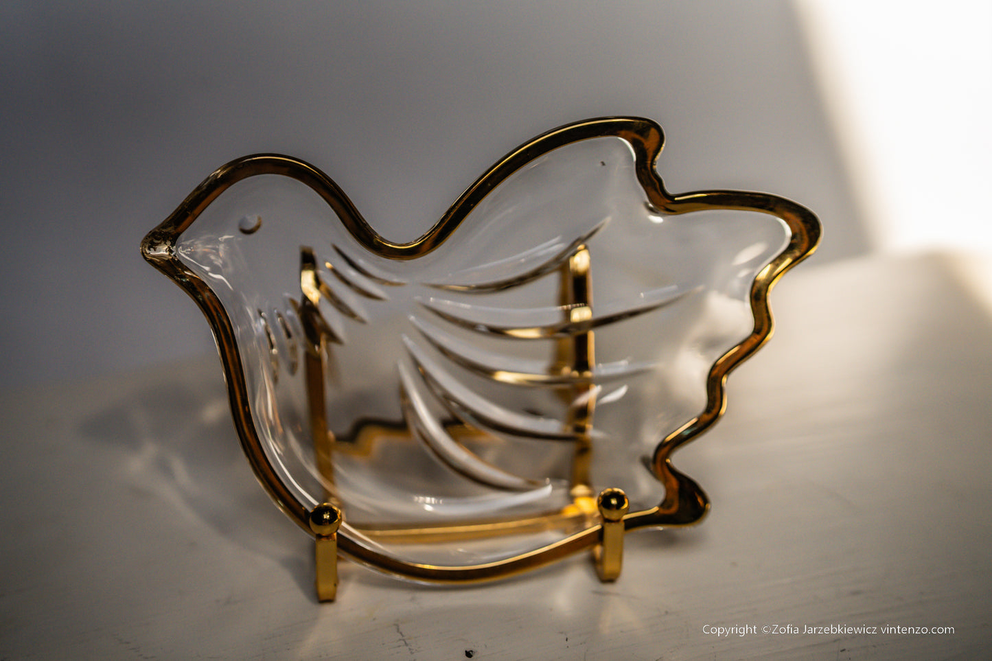Vintage Glass/Crystal Bird-Shaped Trinket Box
