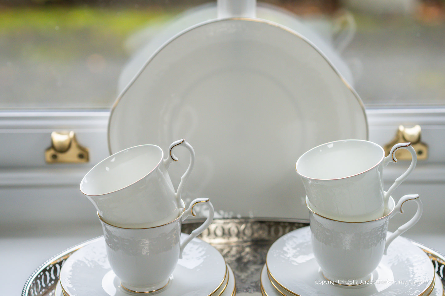 Royal Albert For All Seasons Daybreak Pattern 4 Trio Sets and Cake Plate
