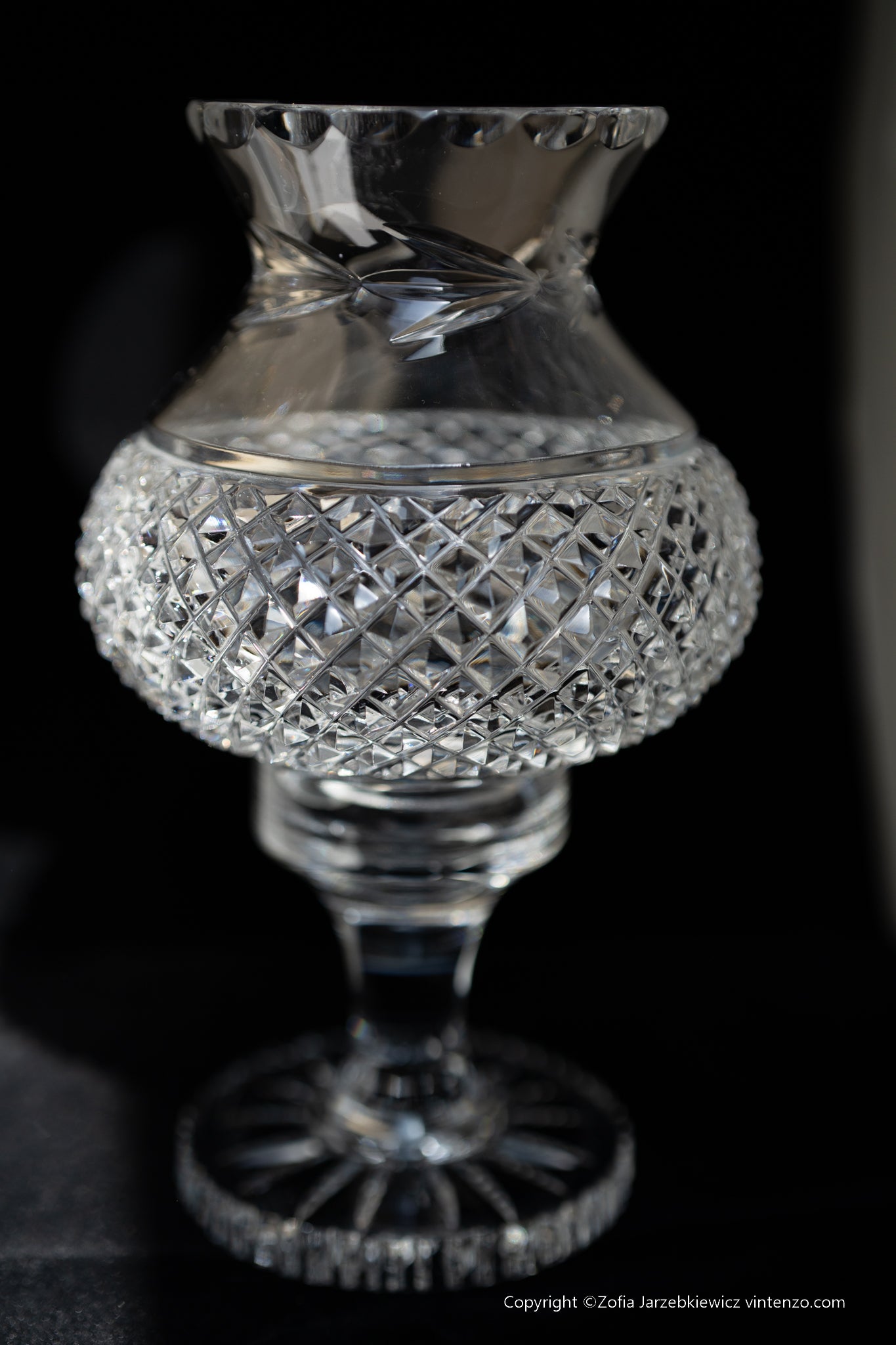 Galway Crystal Hurricane Cut Crystal Fairy Lamp