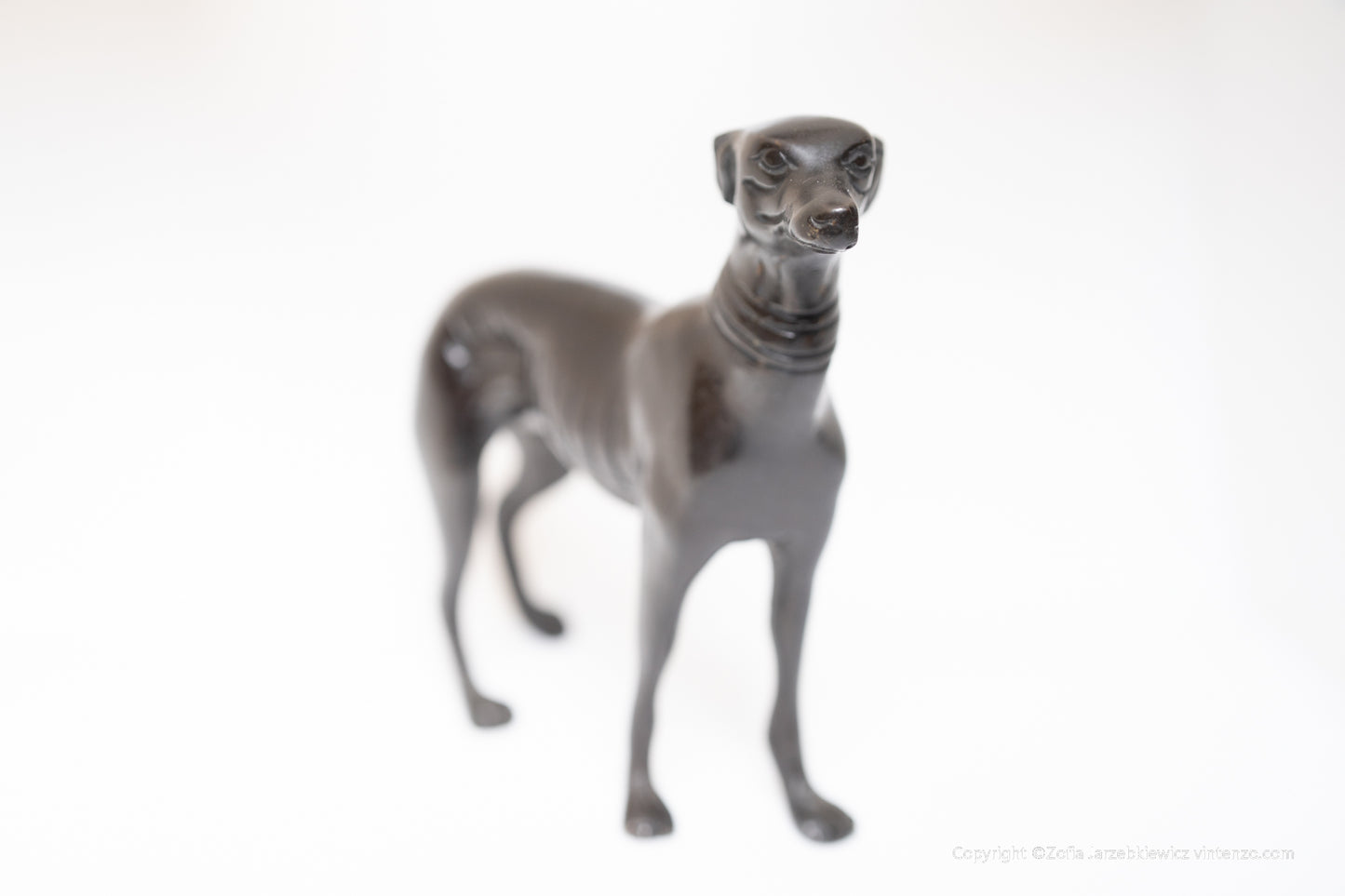 1980s Bronze Greyhound Whippet Dog Sculpture