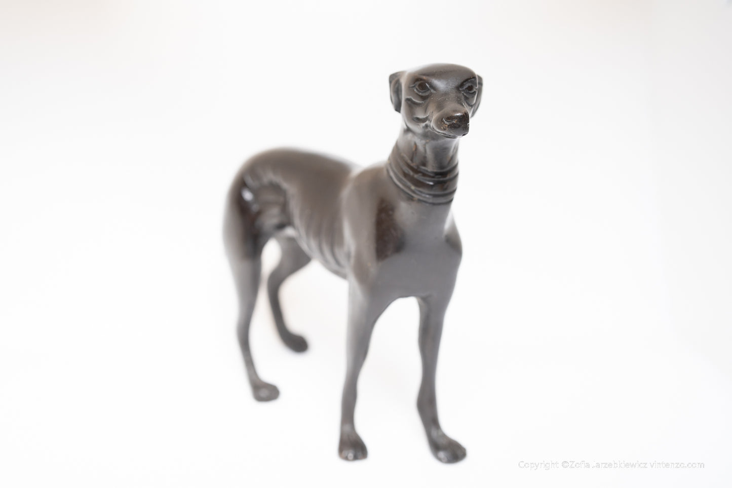 1980s Bronze Greyhound Whippet Dog Sculpture