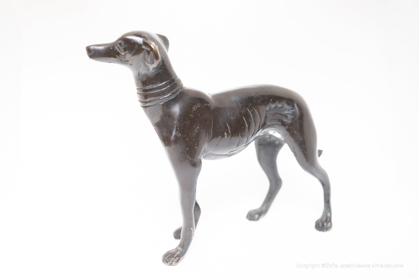 1980s Bronze Greyhound Whippet Dog Sculpture