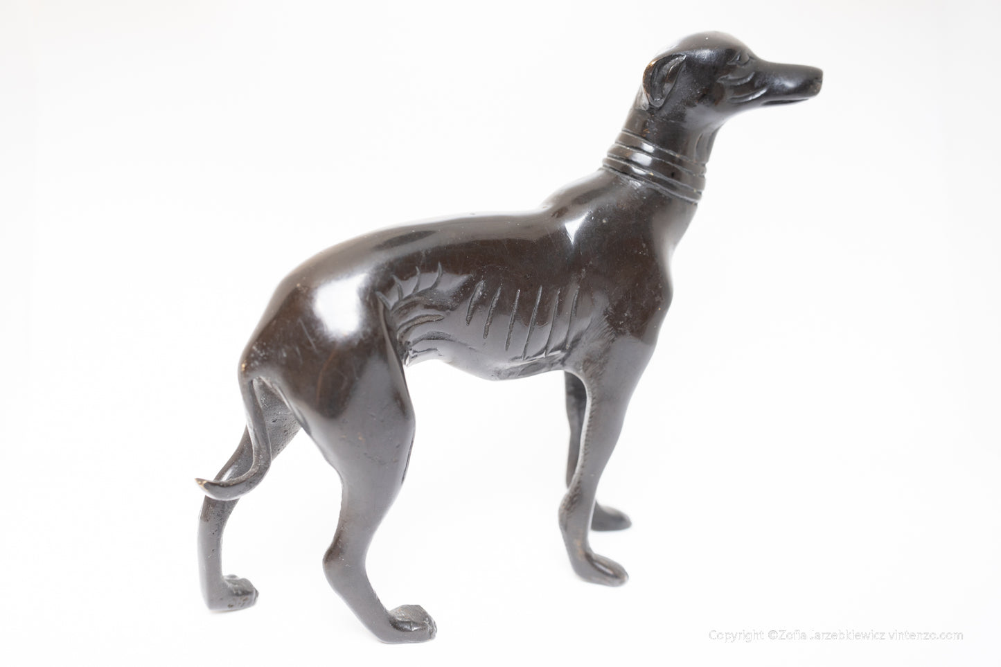 1980s Bronze Greyhound Whippet Dog Sculpture