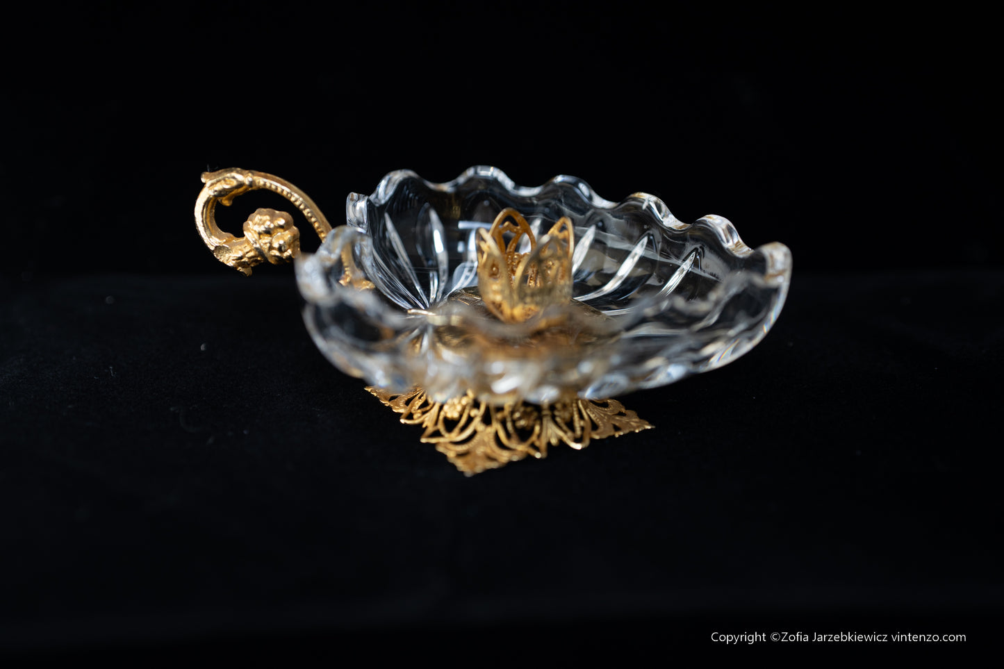 Crystal Heart Shaped Candleholder Gold Plated