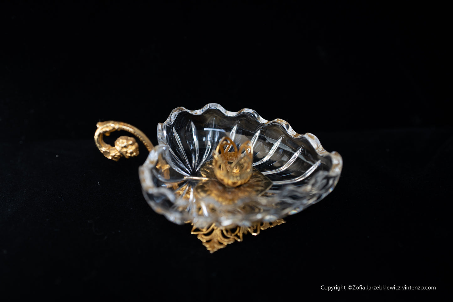 Crystal Heart Shaped Candleholder Gold Plated
