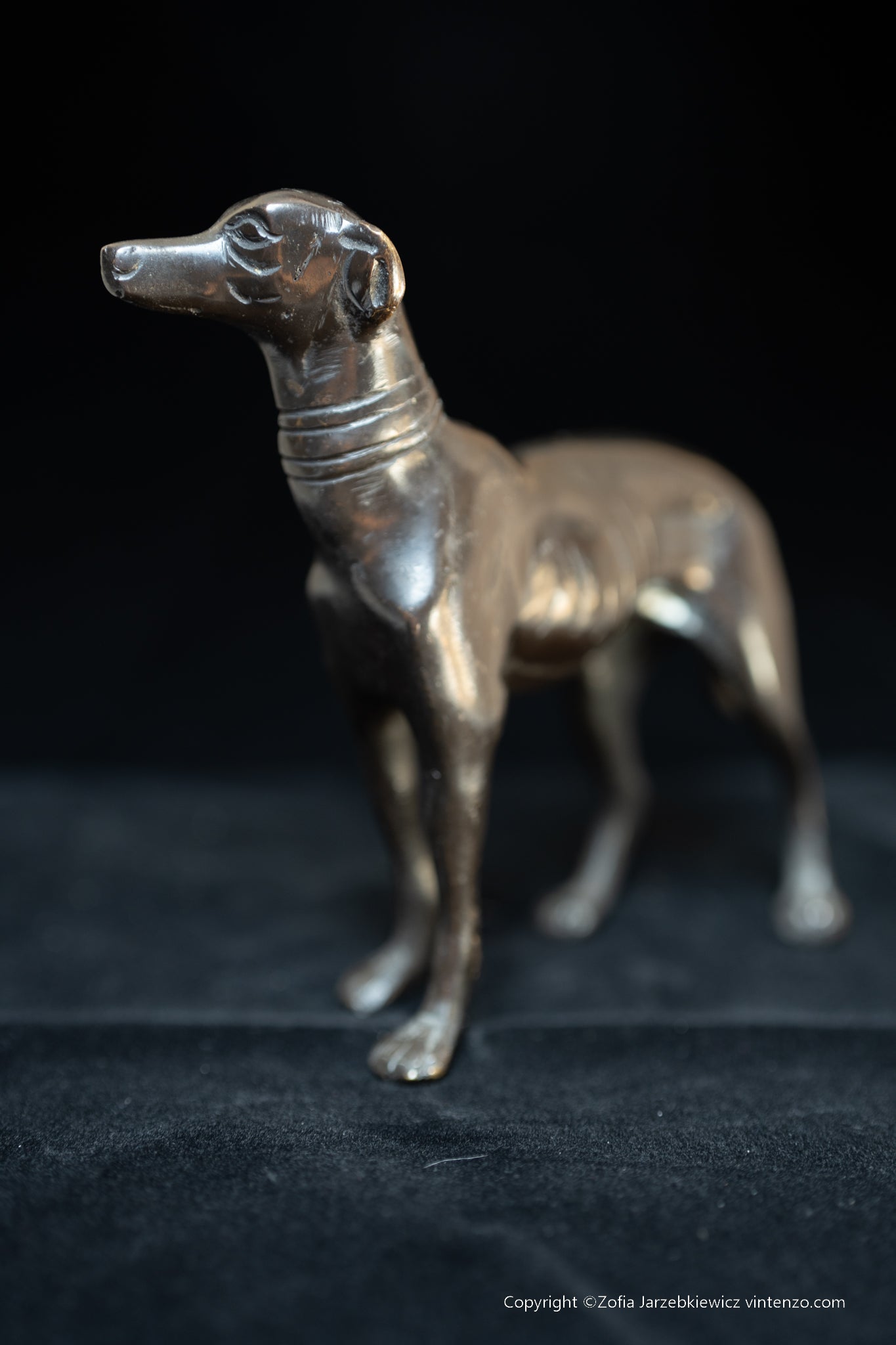 1980s Bronze Greyhound Whippet Dog Sculpture