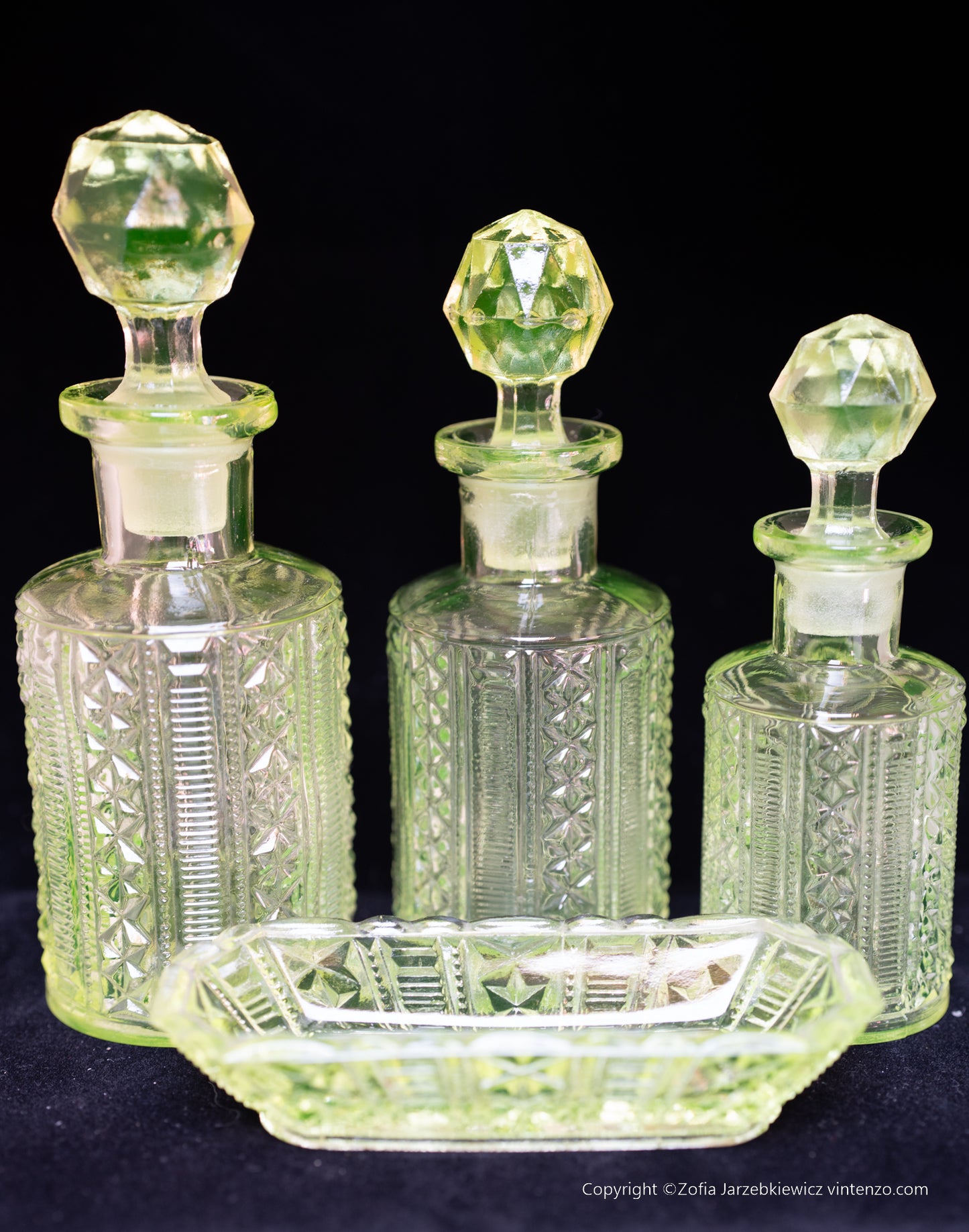 Uranium Glass Toiletry Set