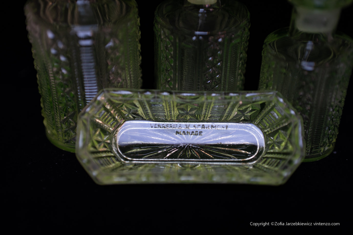 Uranium Glass Toiletry Set