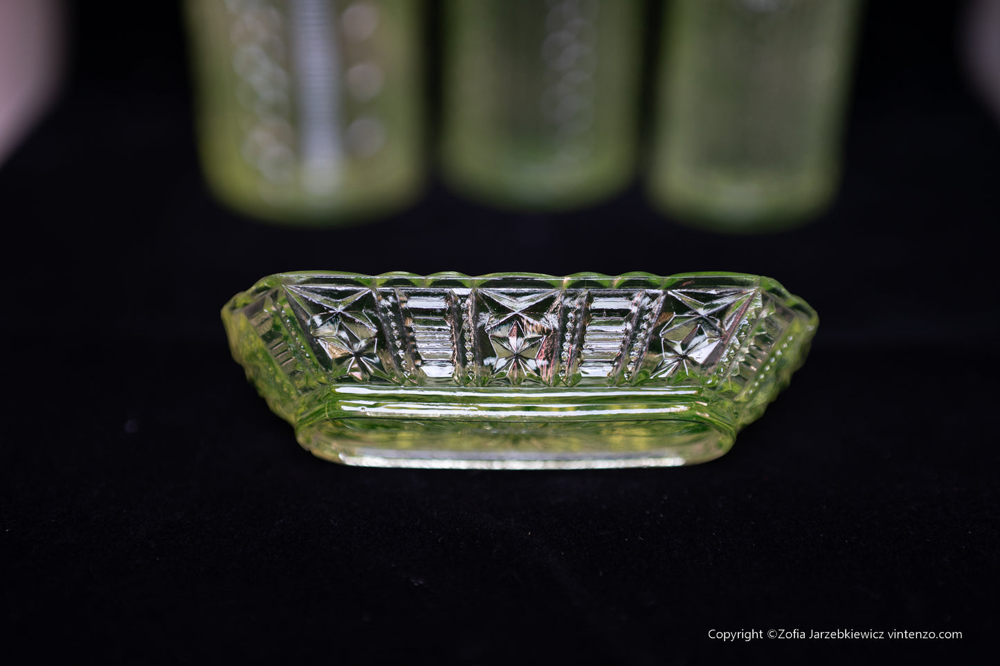 Uranium Glass Toiletry Set