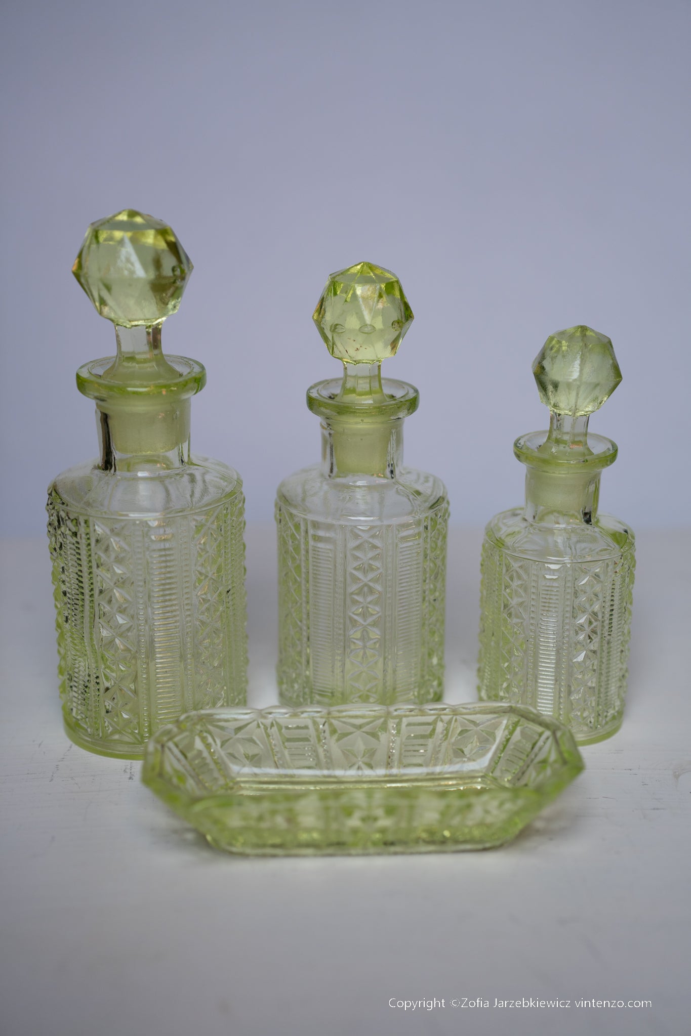Uranium Glass Toiletry Set