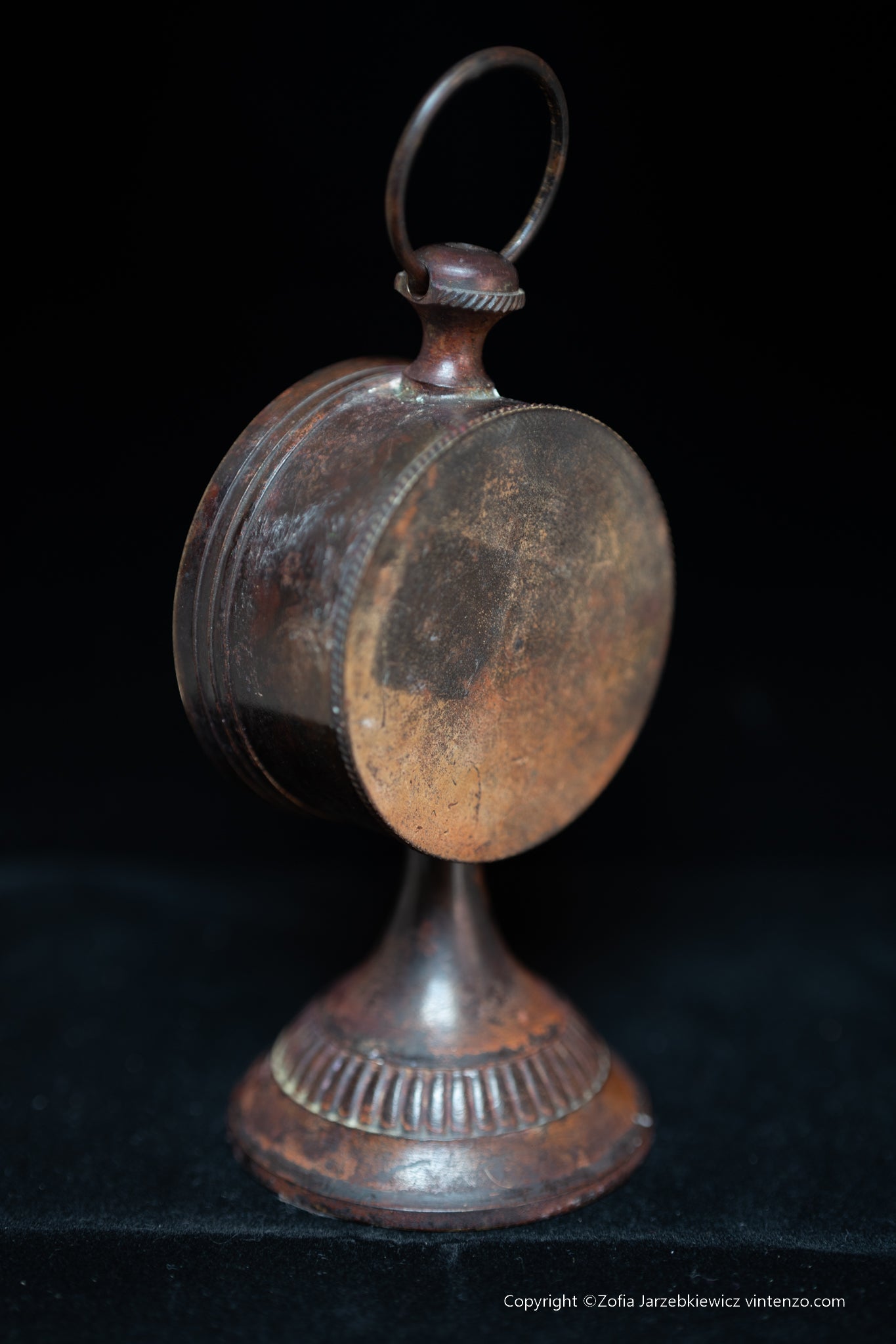 Table Clock in Patinated Metal