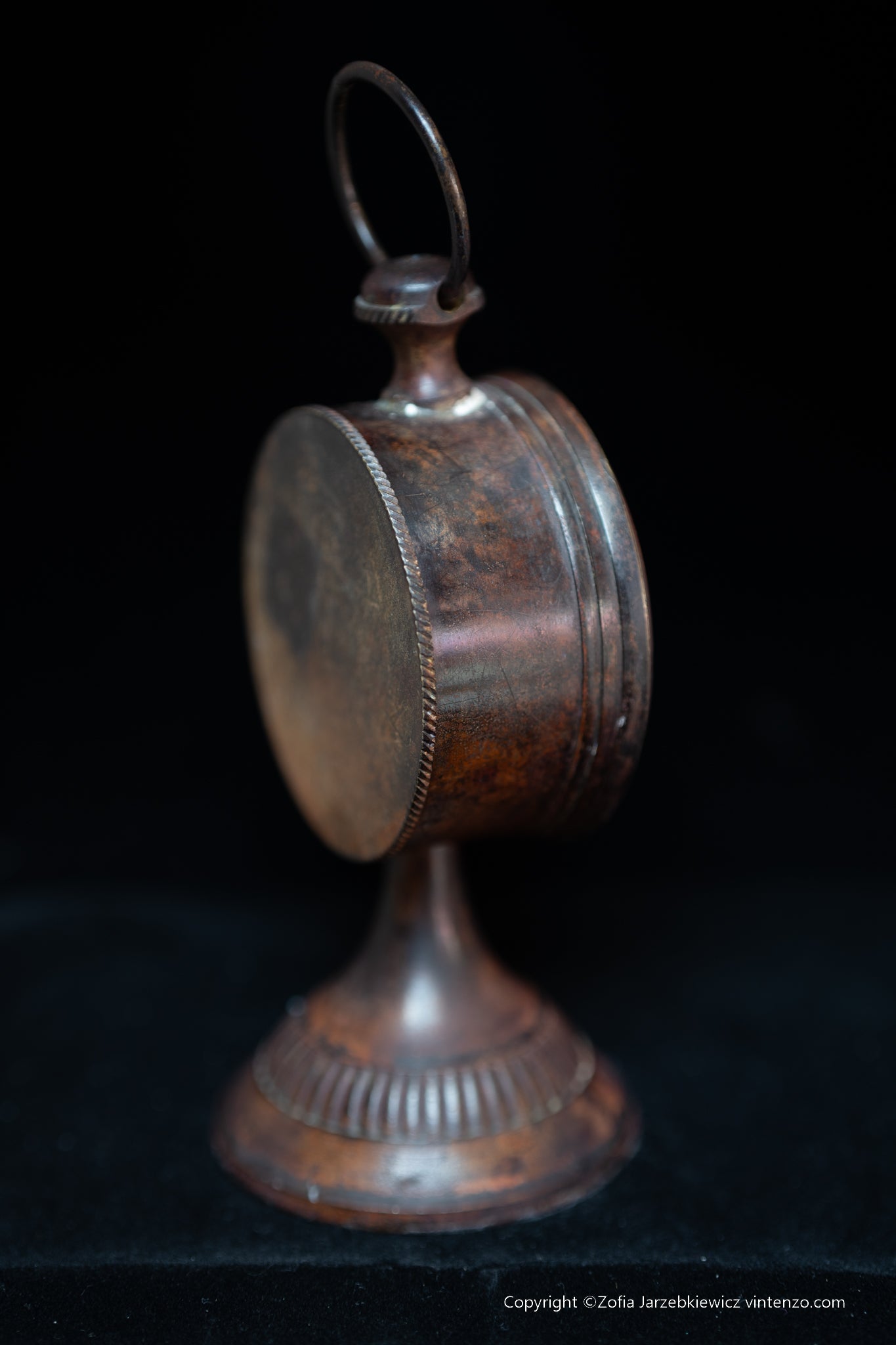 Table Clock in Patinated Metal