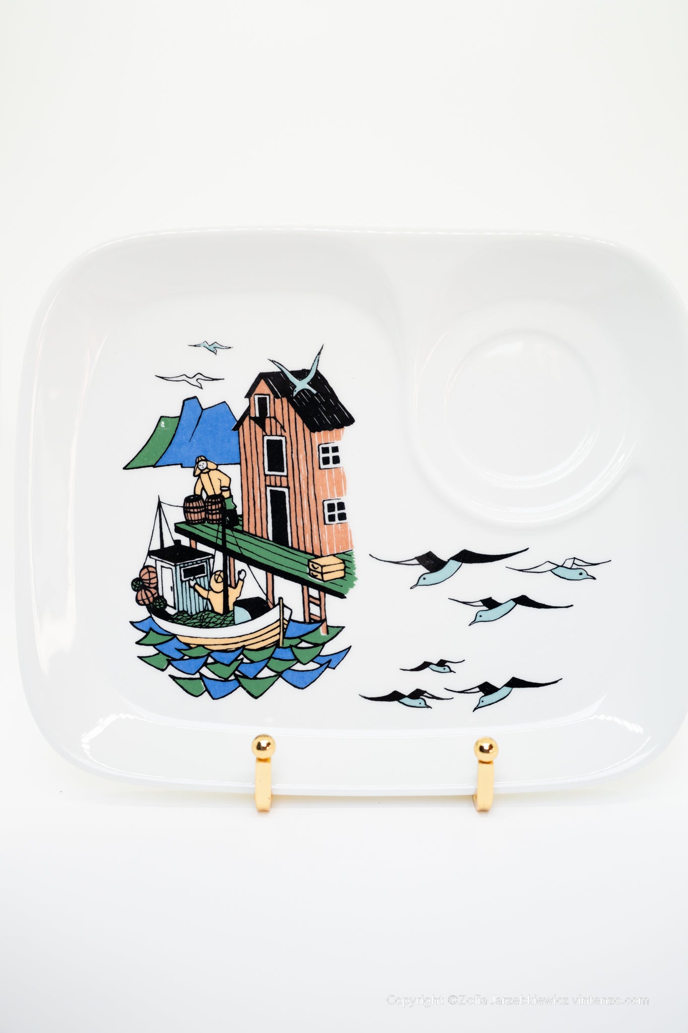Figgjo Flint Norway Torskefiske Fishermen Cup and Plate Set