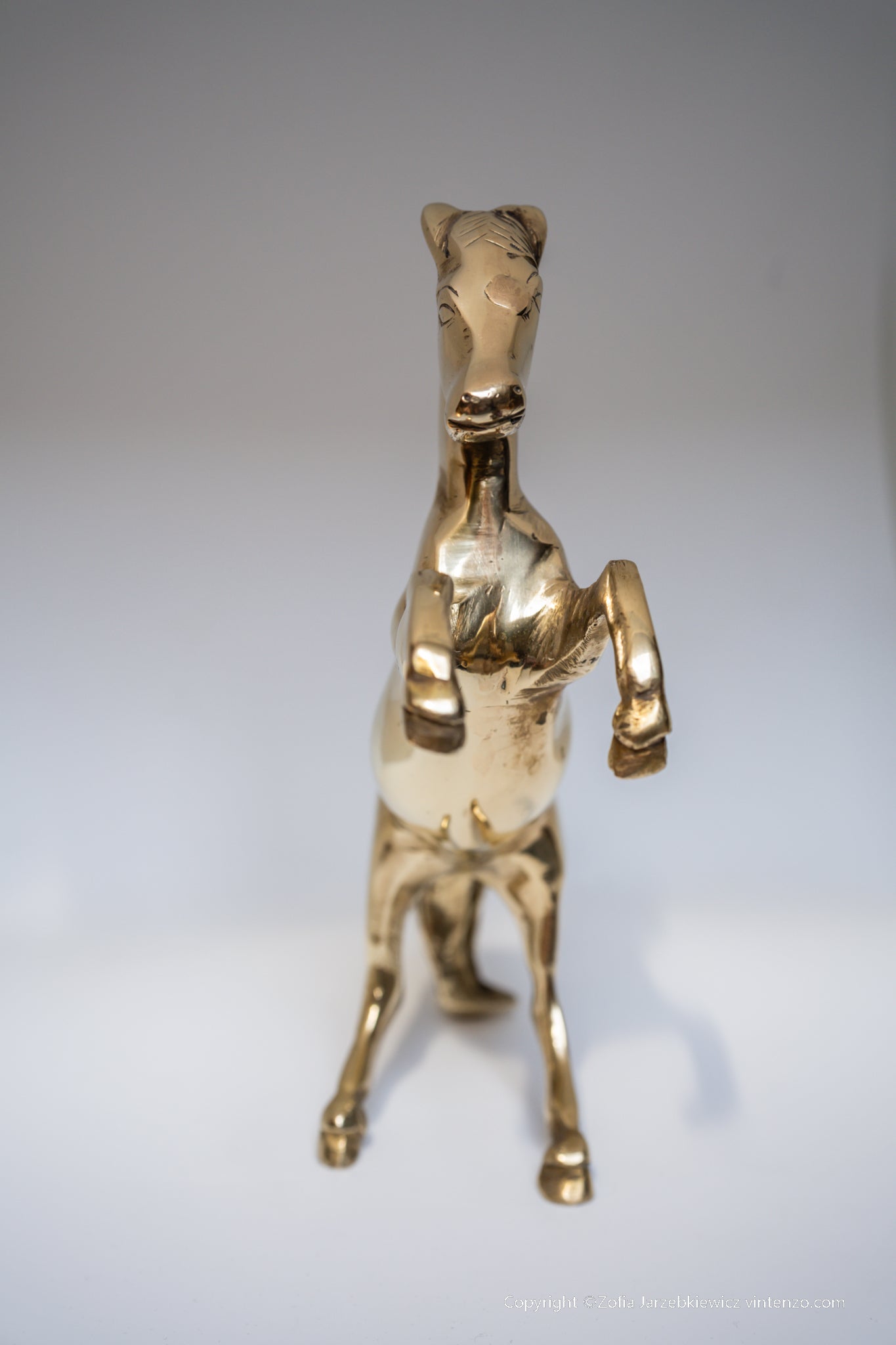 Vintage Brass Horse Figurine Rearing Stallion Statue Solid Brass Animal Vintage Horse Figurine