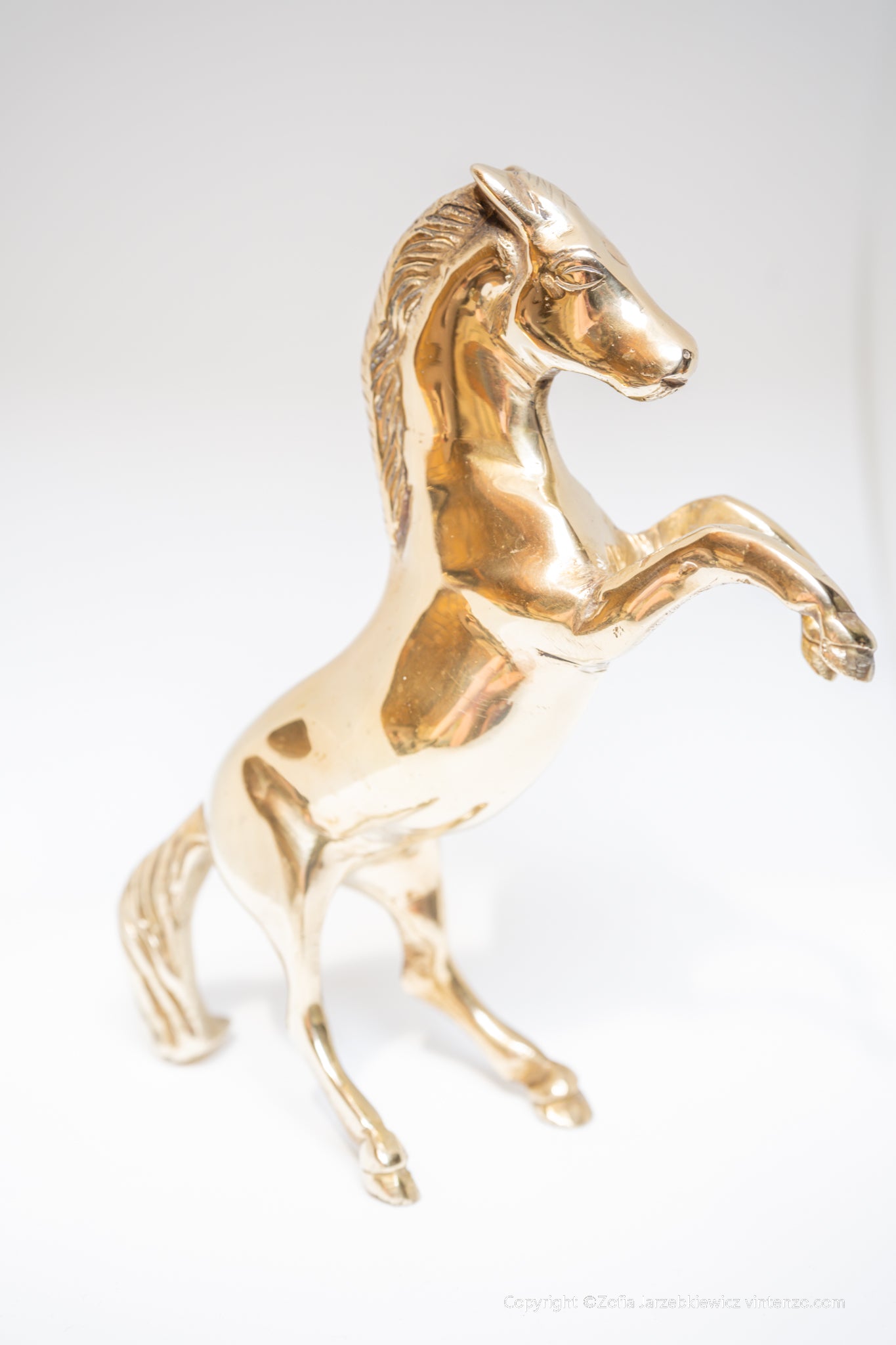 Vintage Brass Horse Figurine Rearing Stallion Statue Solid Brass Animal Vintage Horse Figurine