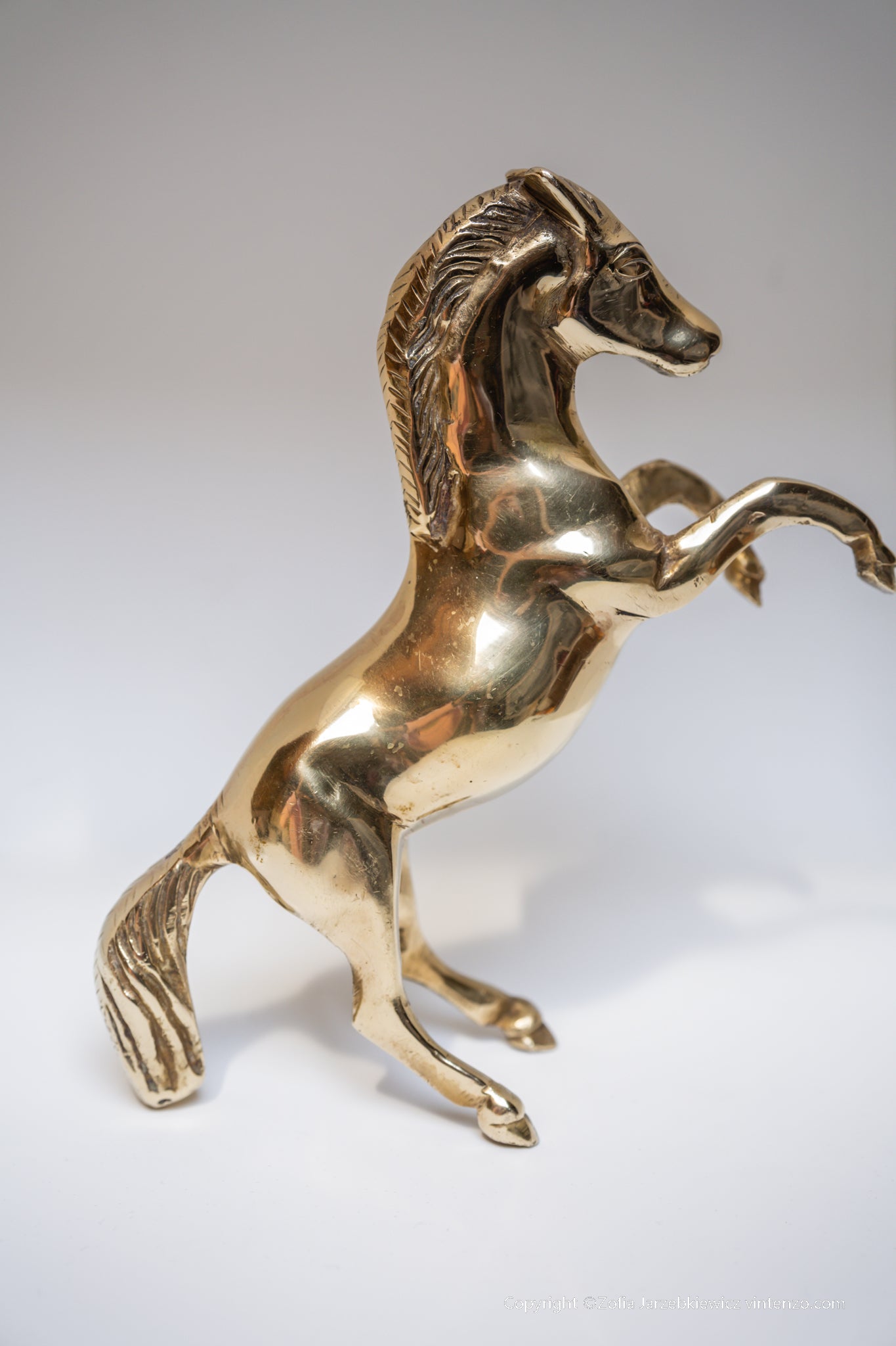 Vintage Brass Horse Figurine Rearing Stallion Statue Solid Brass Animal Vintage Horse Figurine