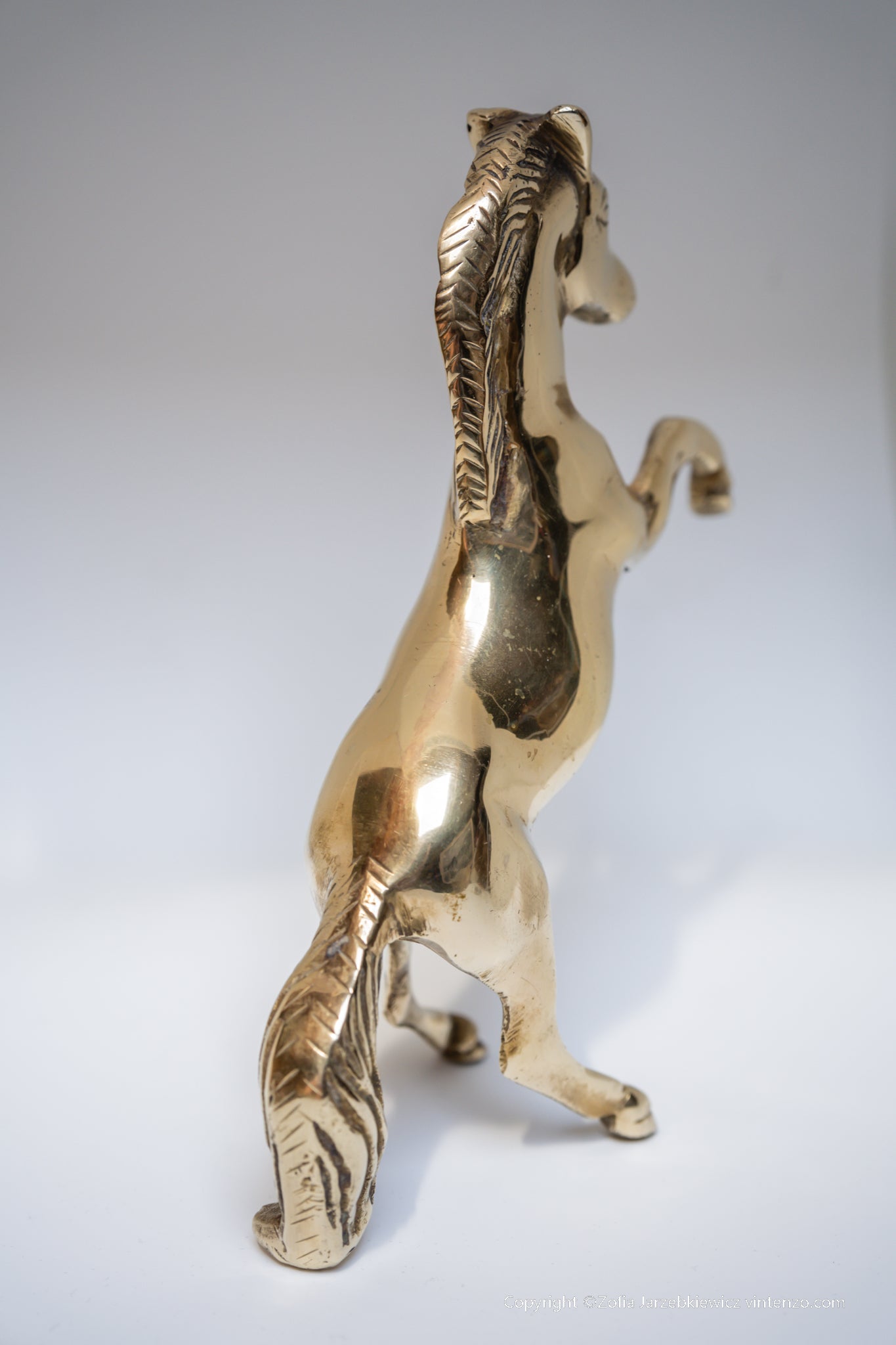 Vintage Brass Horse Figurine Rearing Stallion Statue Solid Brass Animal Vintage Horse Figurine