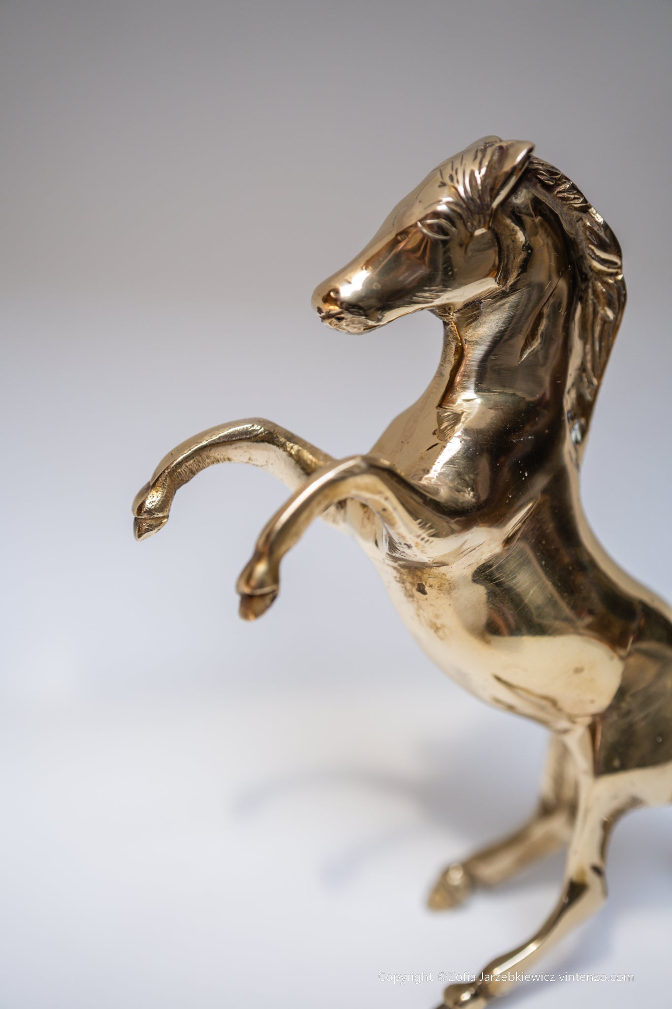 Vintage Brass Horse Figurine Rearing Stallion Statue Solid Brass Animal Vintage Horse Figurine