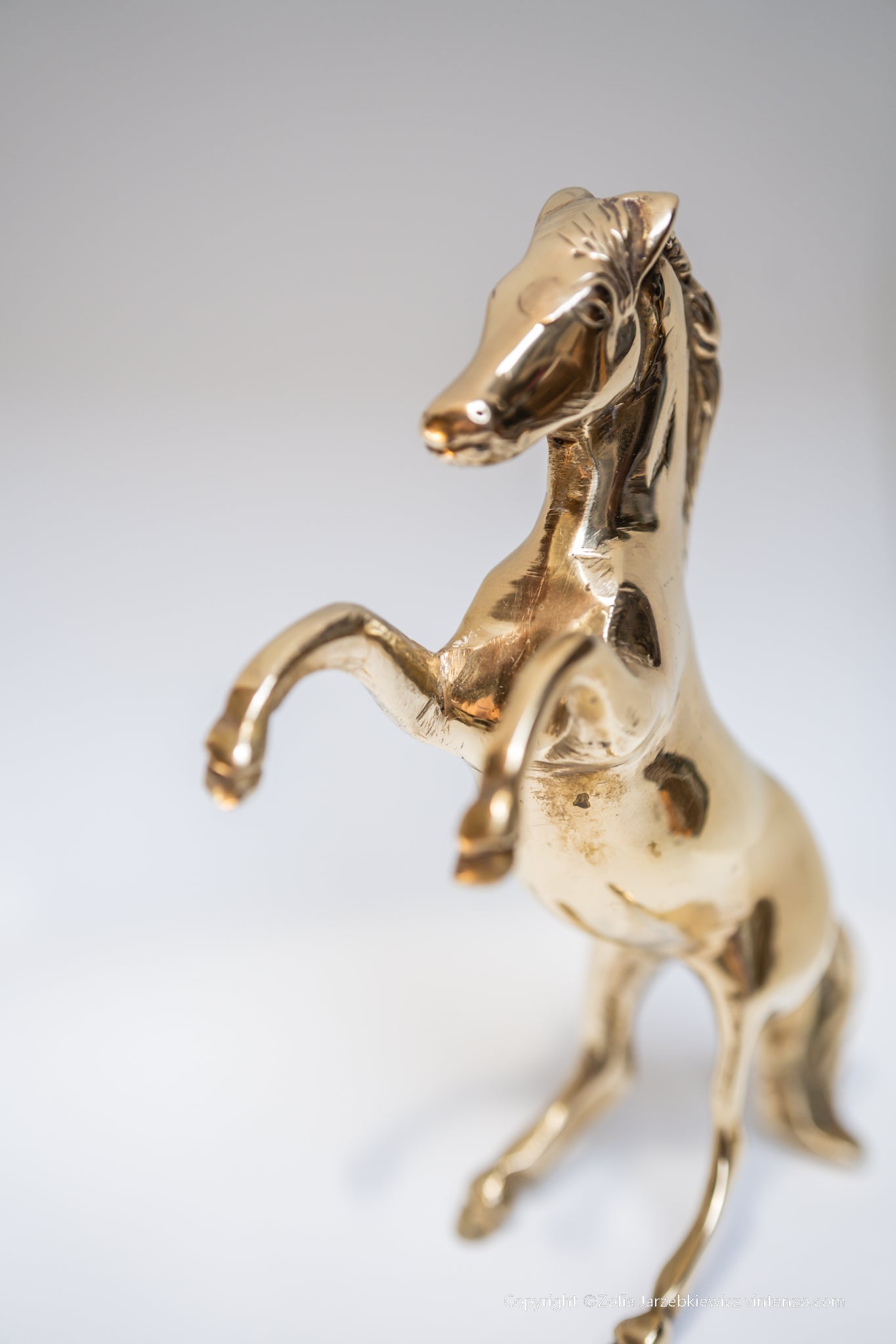 Vintage Brass Horse Figurine Rearing Stallion Statue Solid Brass Animal Vintage Horse Figurine