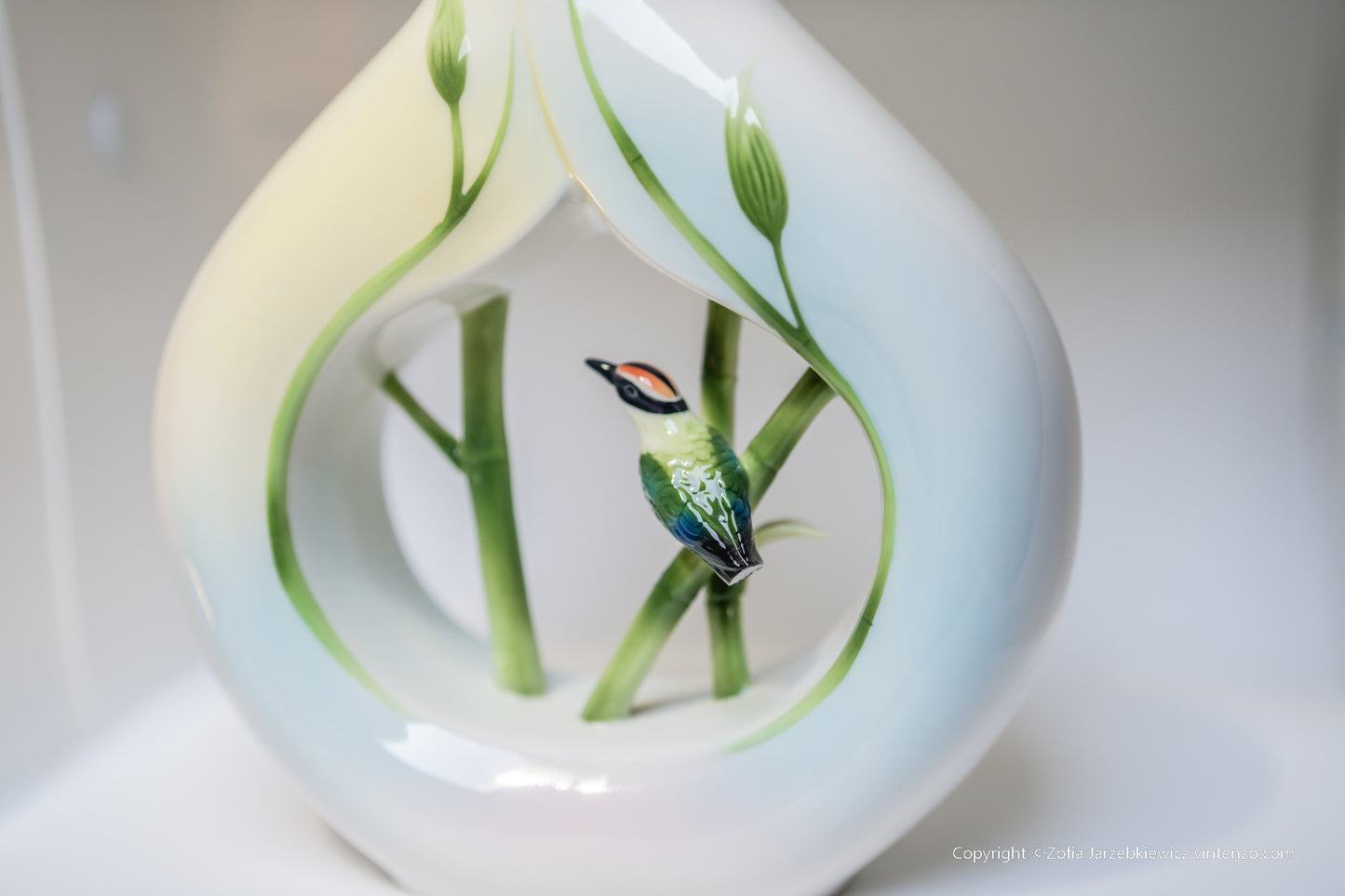 Franz Porcelain Bamboo Songbird Vase