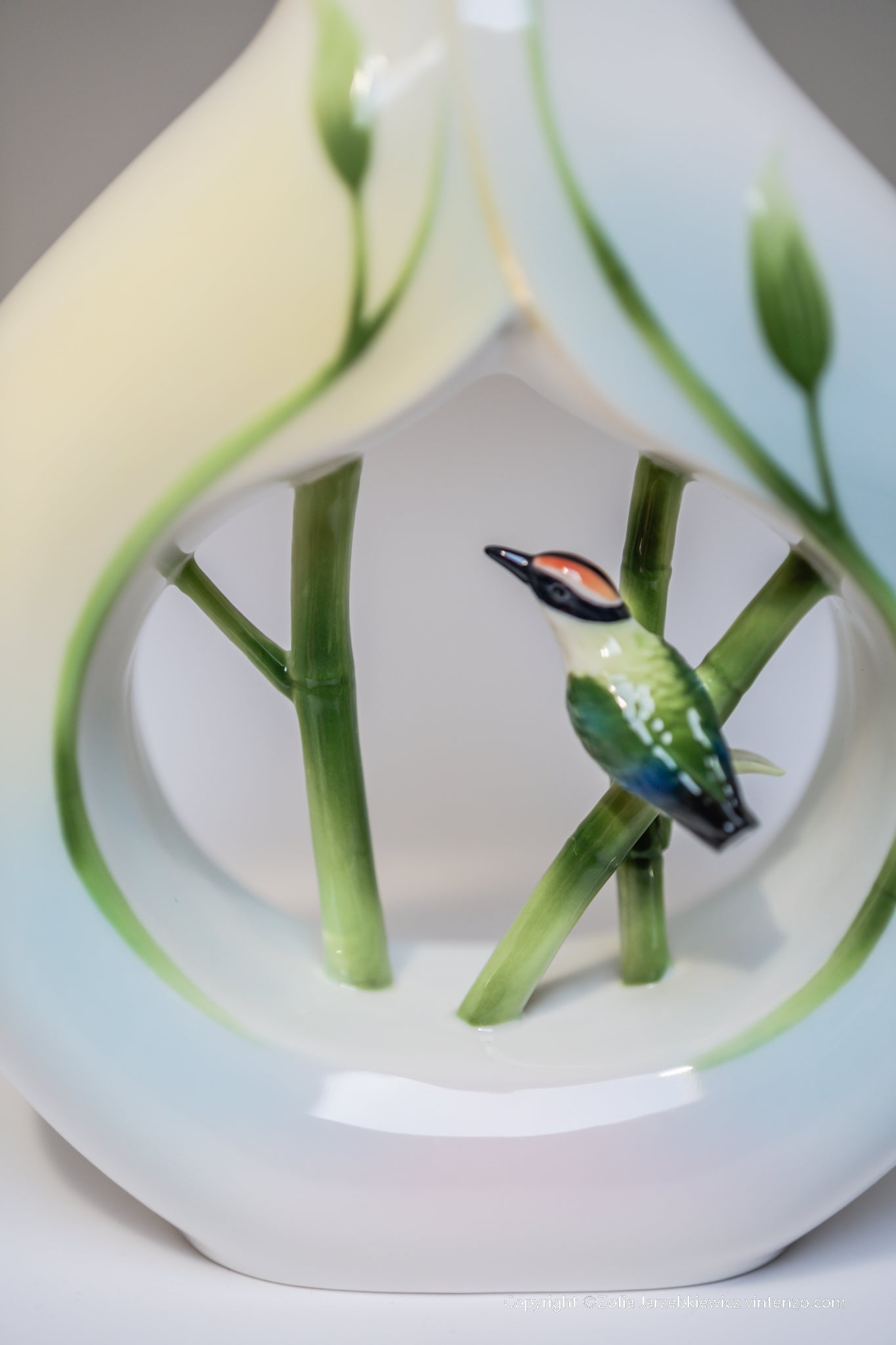Franz Porcelain Bamboo Songbird Vase