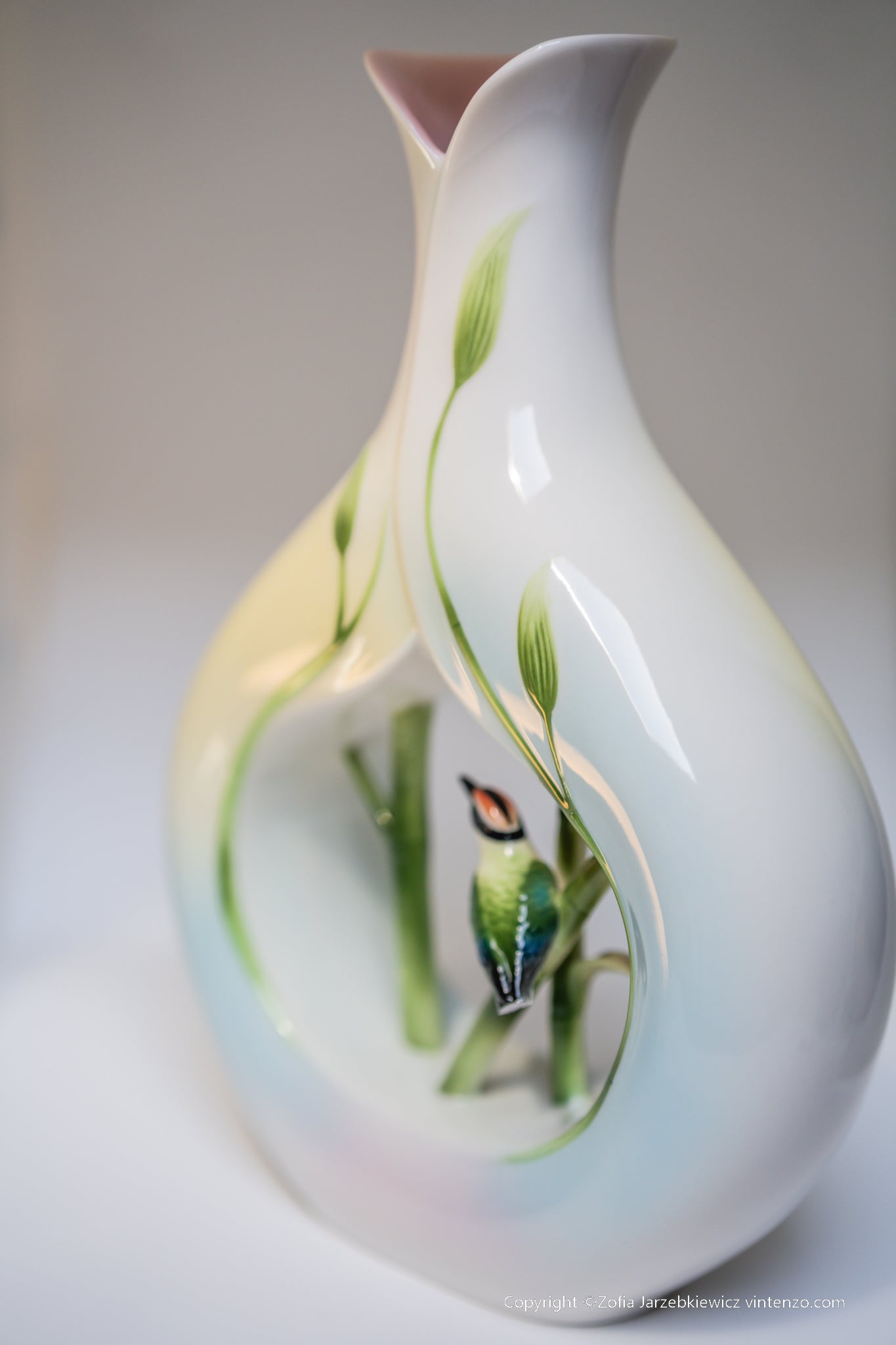 Franz Porcelain Bamboo Songbird Vase