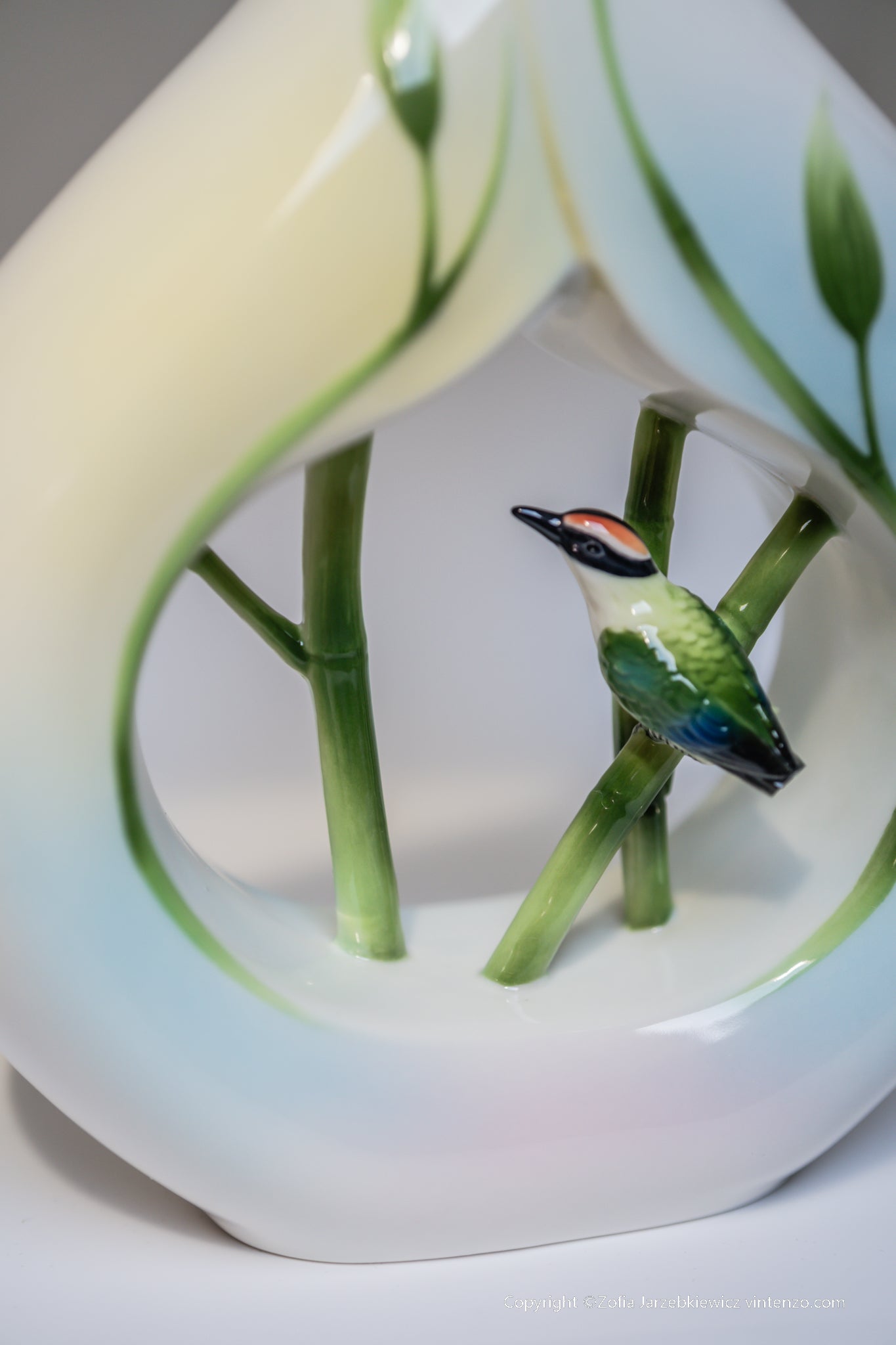 Franz Porcelain Bamboo Songbird Vase
