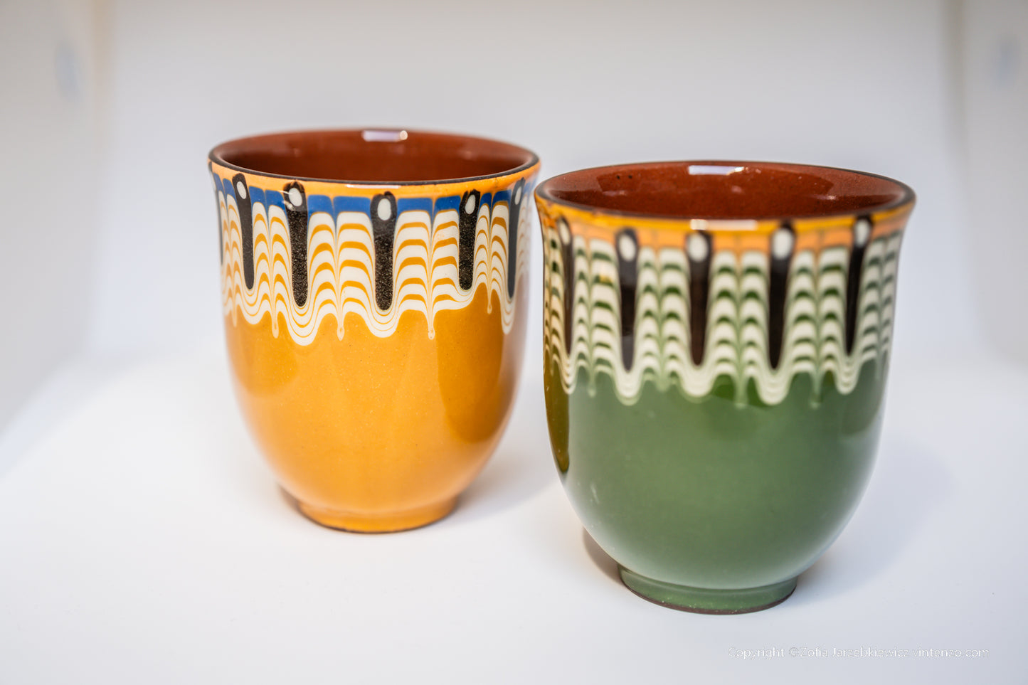 Pair of Vintage Ceramic Cups, Clay Cups, Rustic Style Pottery