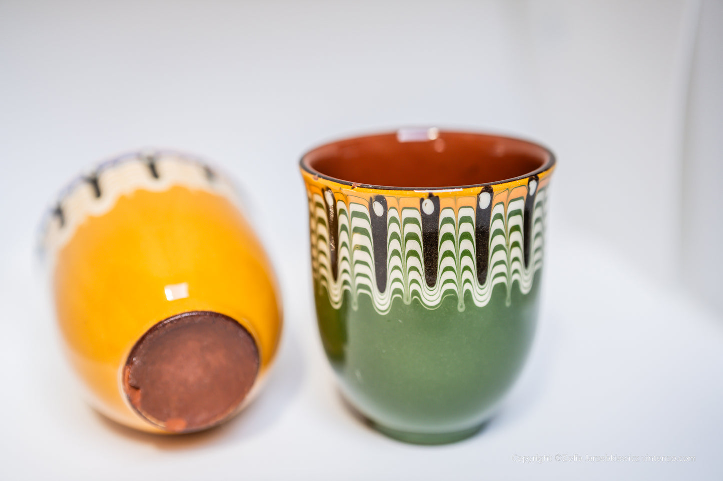 Pair of Vintage Ceramic Cups, Clay Cups, Rustic Style Pottery