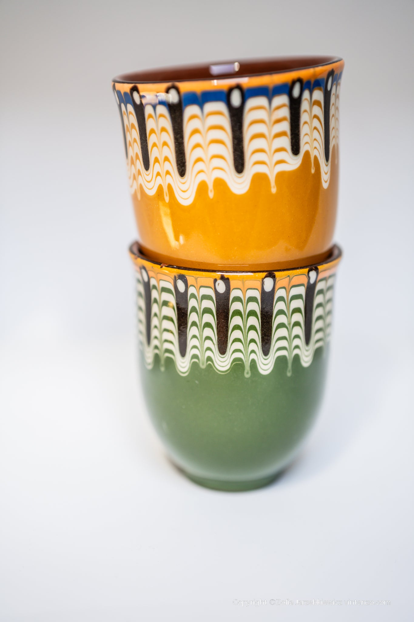 Pair of Vintage Ceramic Cups, Clay Cups, Rustic Style Pottery