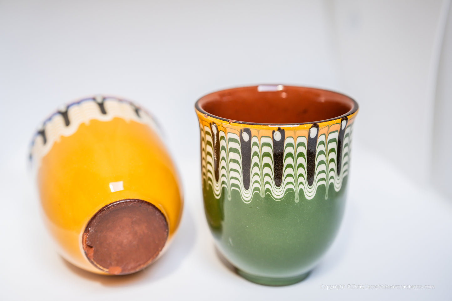 Pair of Vintage Ceramic Cups, Clay Cups, Rustic Style Pottery