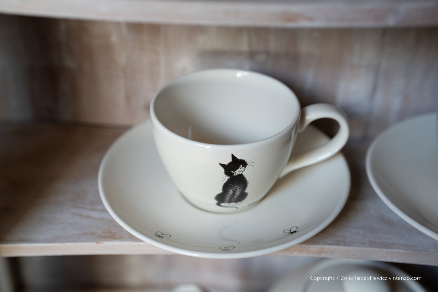 Dubout Cat Teapot and Two Teacups Set, Cat Lovers