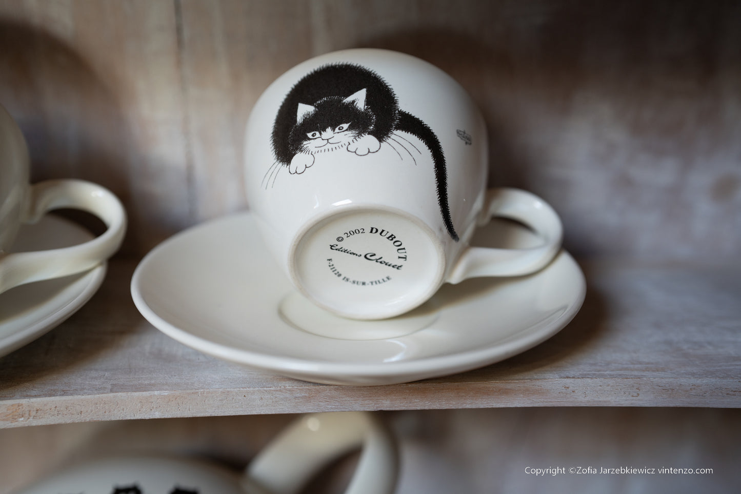 Dubout Cat Teapot and Two Teacups Set, Cat Lovers